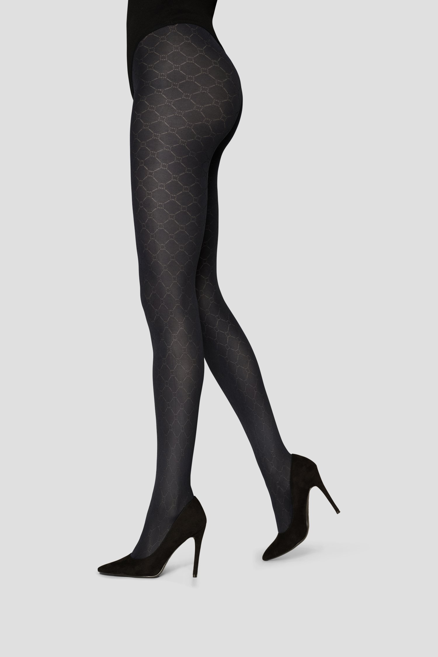 Le devant de Collants noirs à motif géométrique – 70 den de Marcmarcs pour Femmes