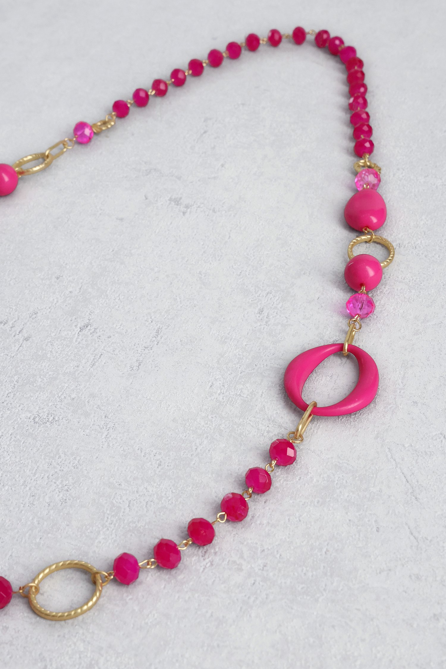 Collier doré long avec perles fuchsia de Liberty Island pour Femmes