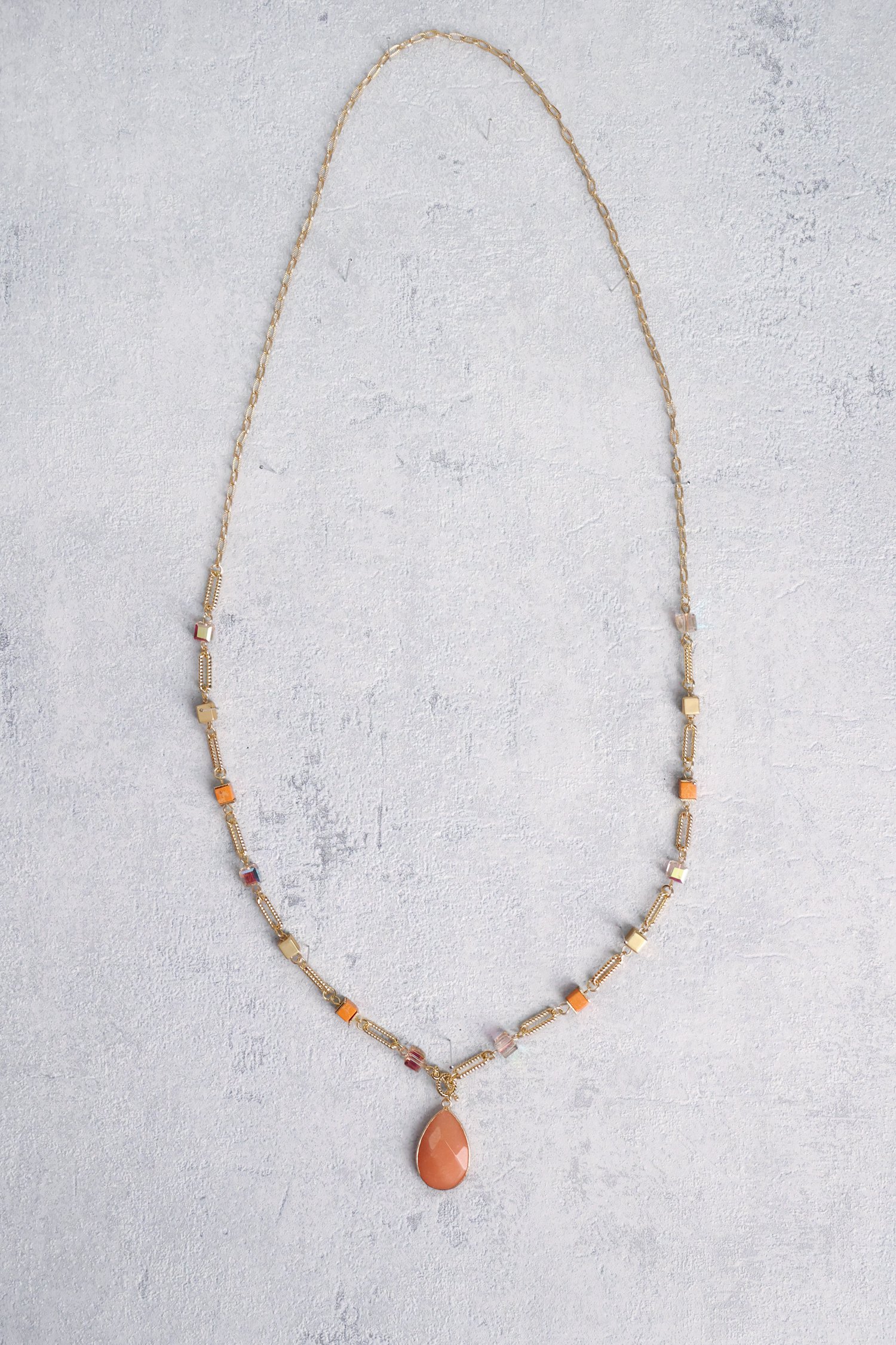 Collier long orange-or de Liberty Island pour Femmes
