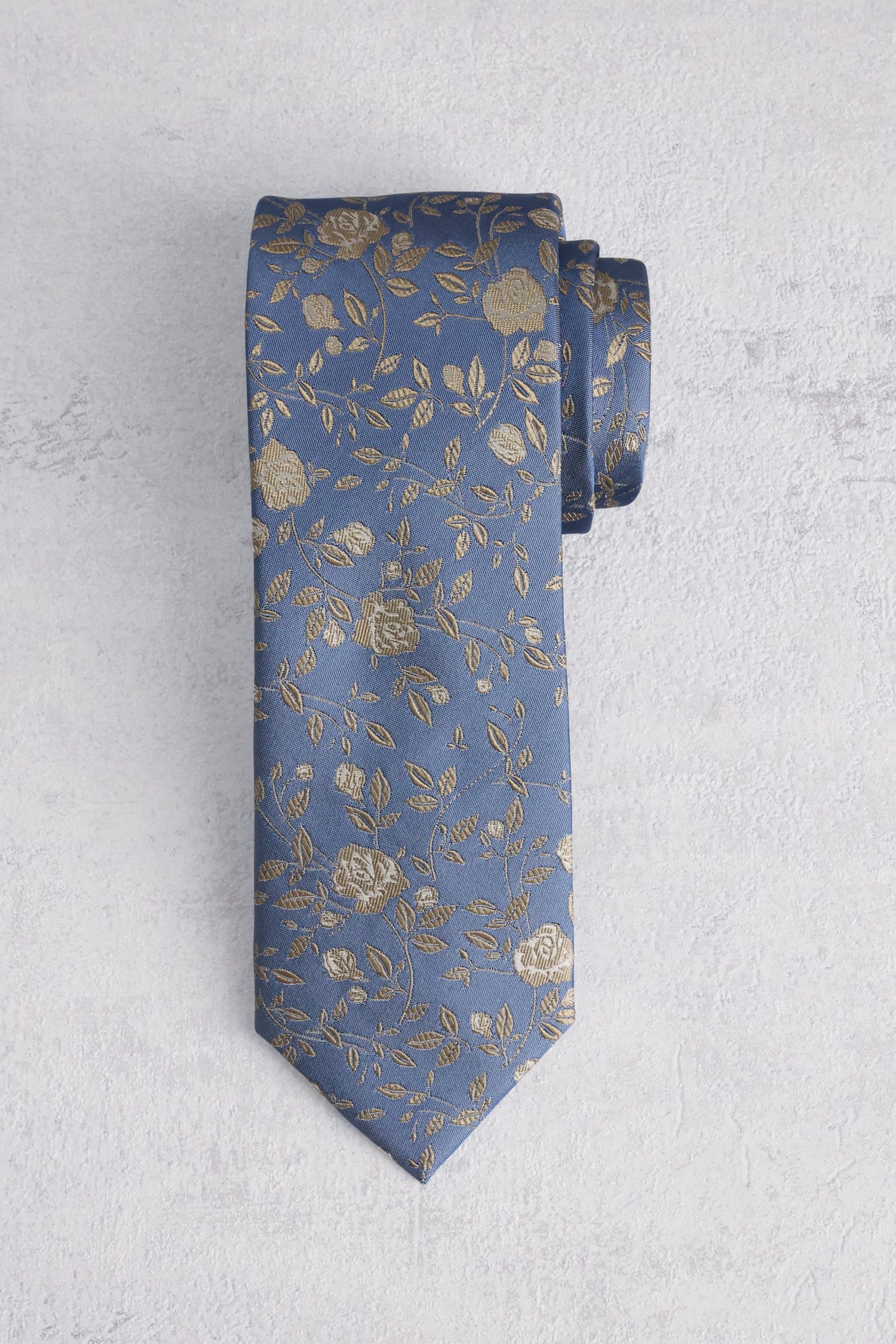 Cravate bleue avec motif de fleurs beige de Liberty Island pour Hommes