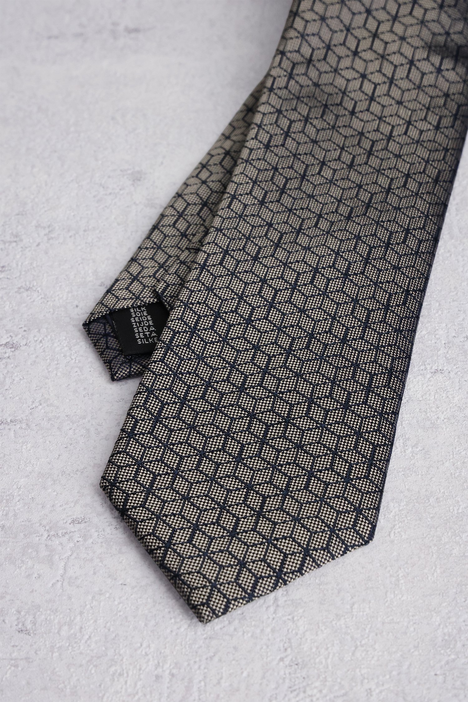 Cravate bleue avec motif hexagonal de Liberty Island pour Hommes
