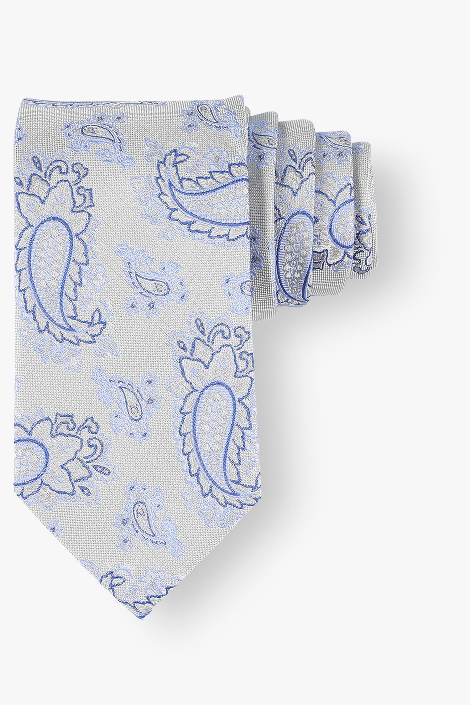 Cravate grise avec imprimé paisley bleu de Michaelis pour Hommes