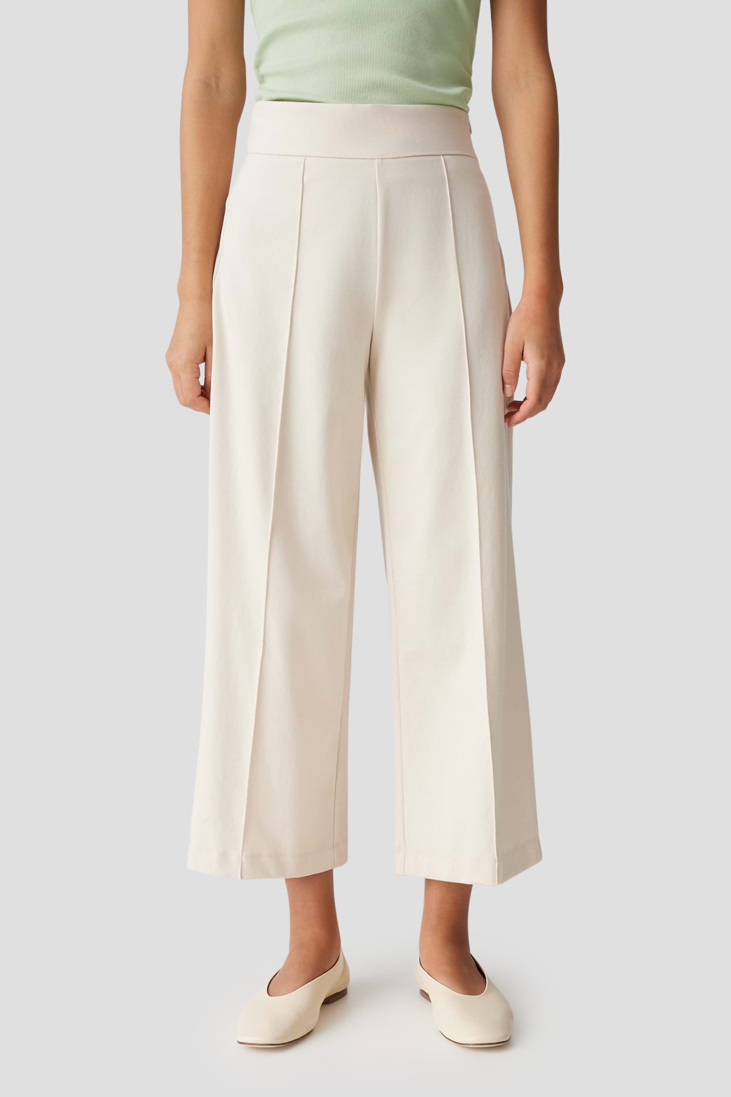 Culotte beige avec plis cousus de Opus pour Femmes