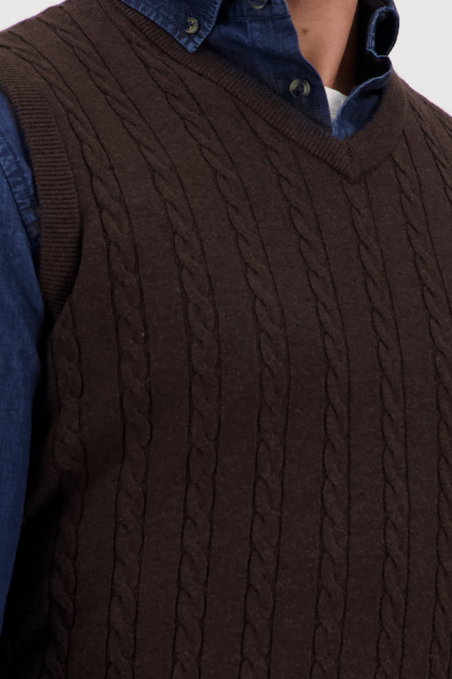 Débardeur marron foncé avec motif câblé de Dansaert Blue pour Hommes