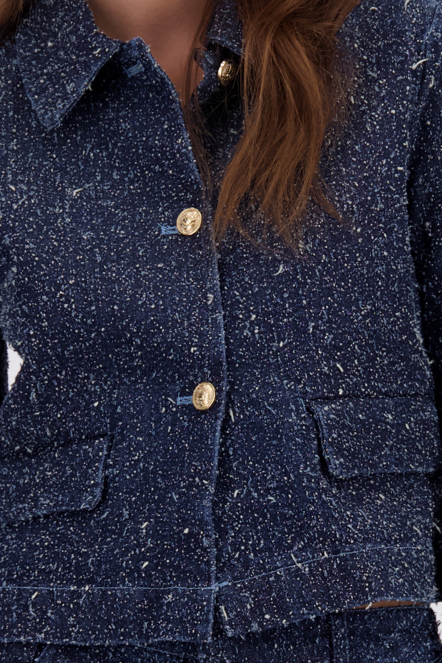 Detail van Denim bouclé vestje door JDY voor Dames