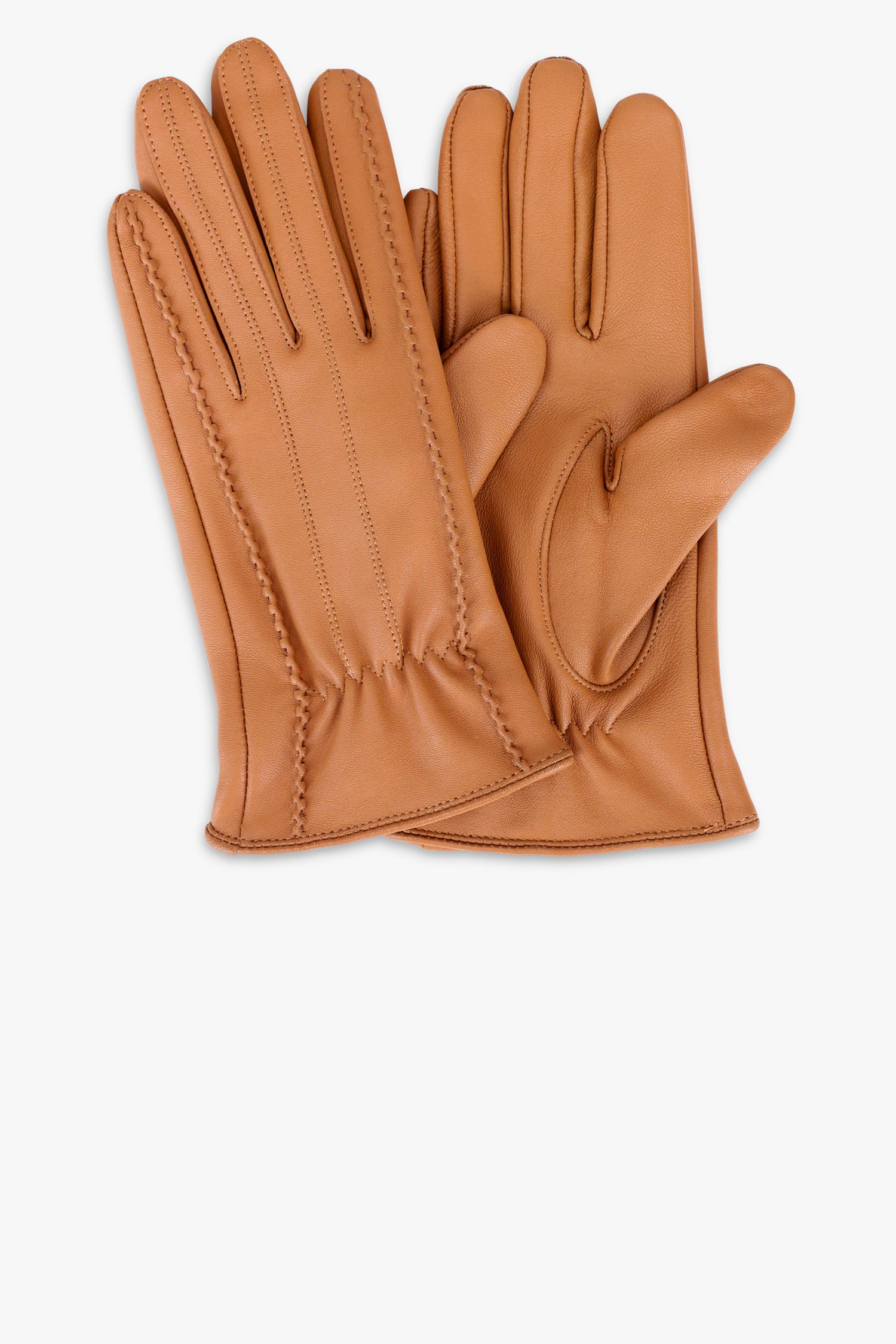 Donkerbeige lederen handschoenen van Liberty Island voor Dames