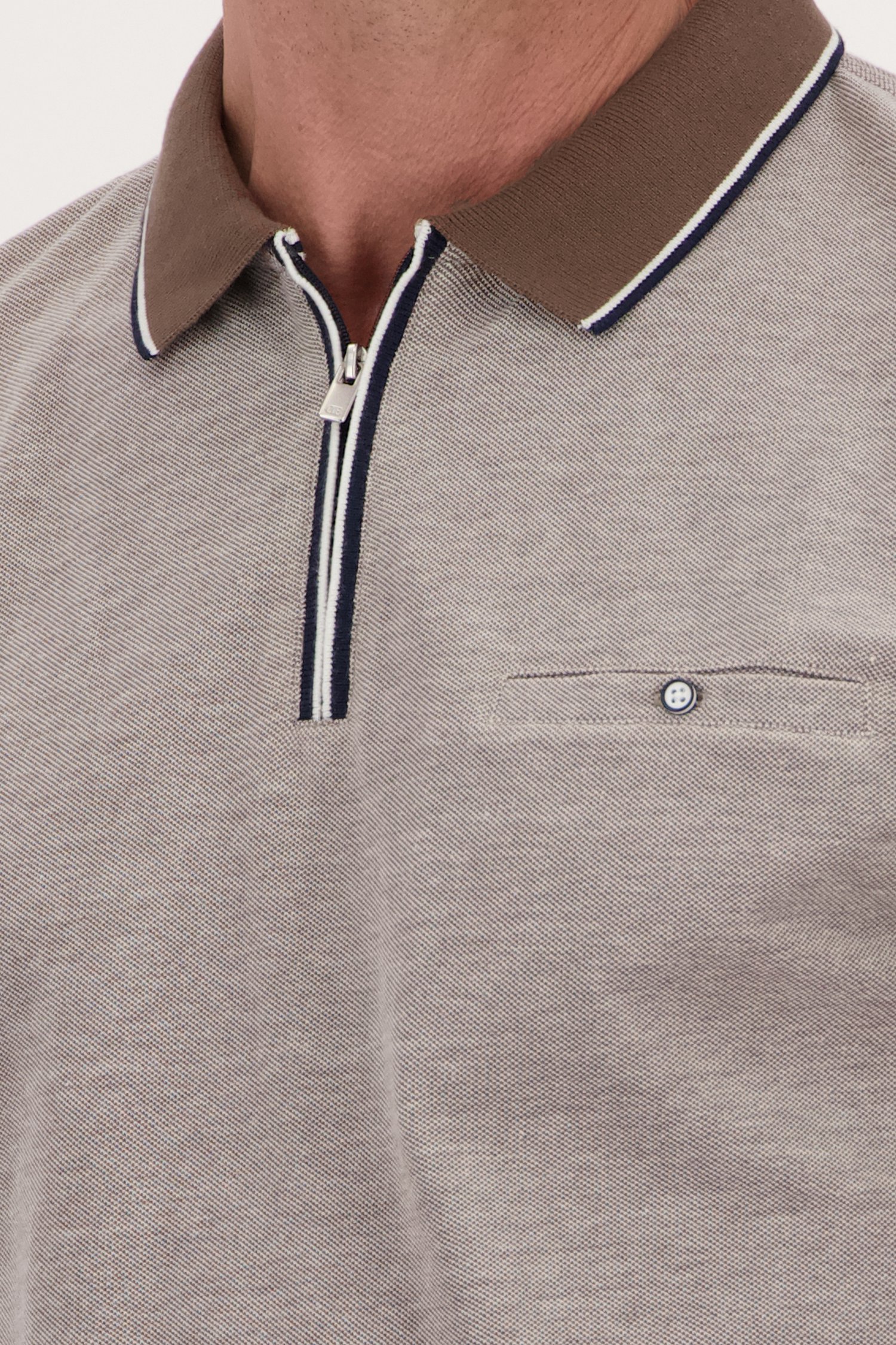 Donkerbeige polo met korte rits van Dansaert Blue voor Heren