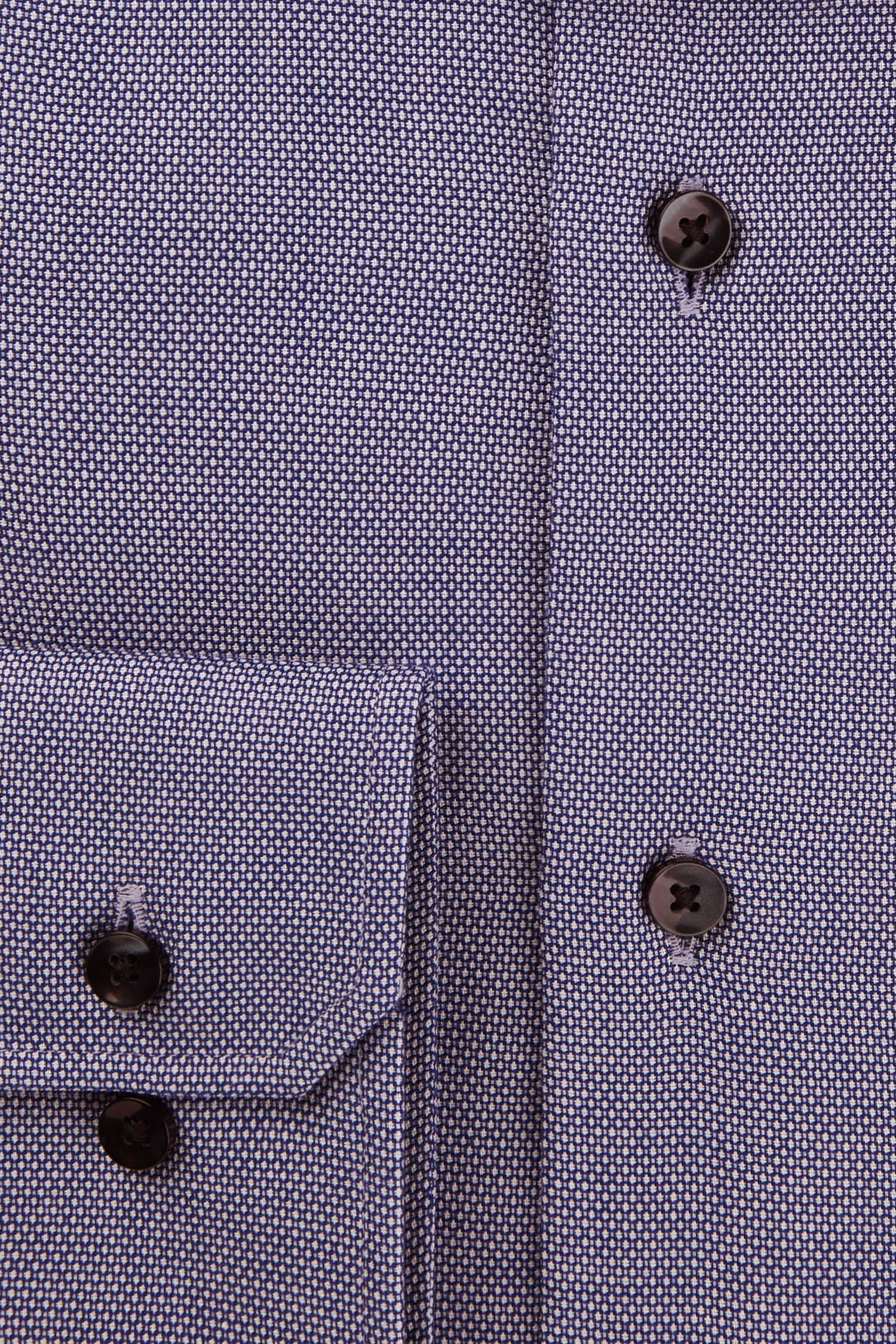 Donkerblauw, fijn gestipt hemd - Slim fit van Michaelis voor Heren