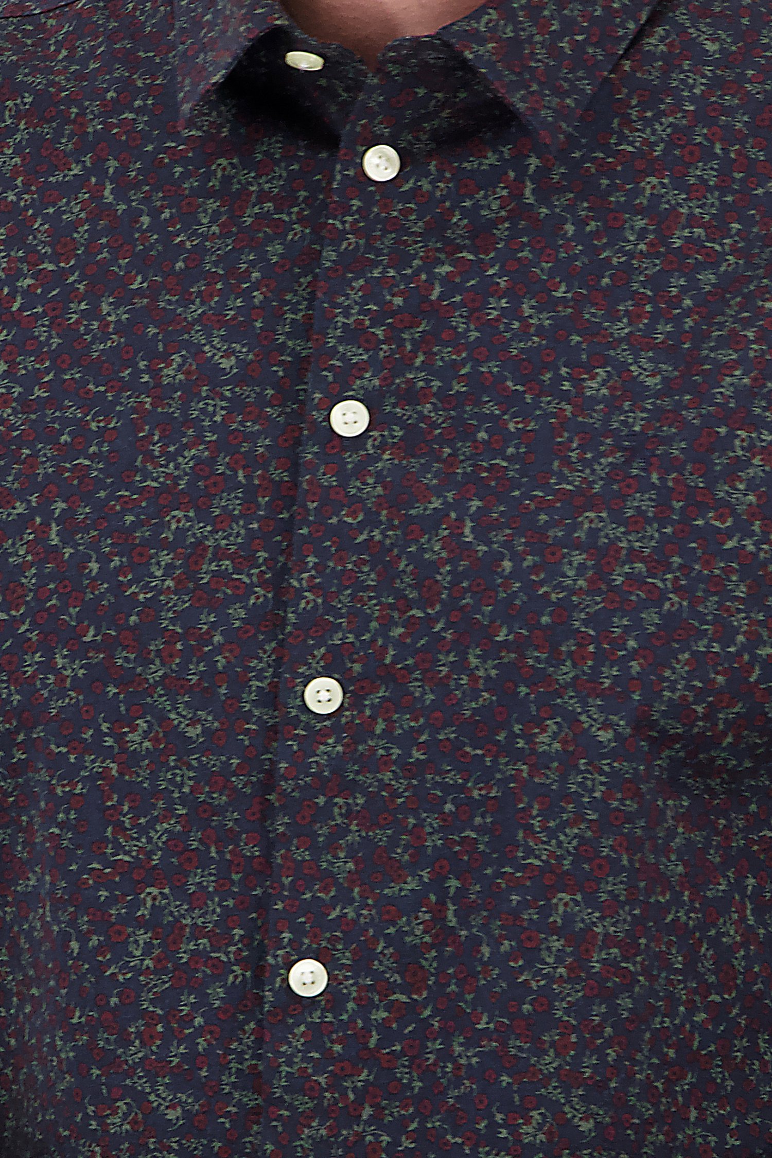 Donkerblauw hemd met bloemenprint - slim fit van Casual Friday voor Heren