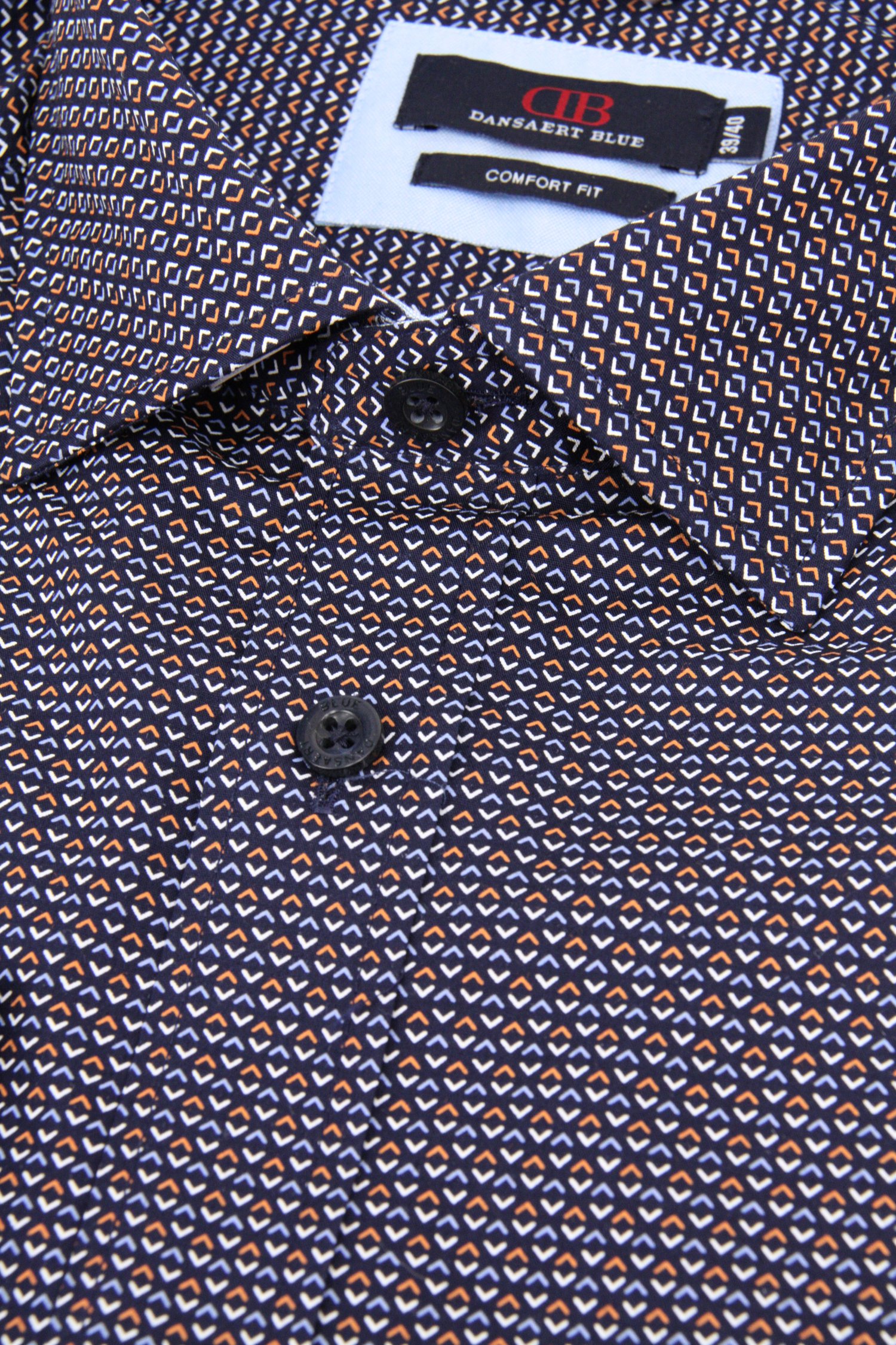 Donkerblauw hemd met fijne print - Comfort fit  van Dansaert Blue voor Heren
