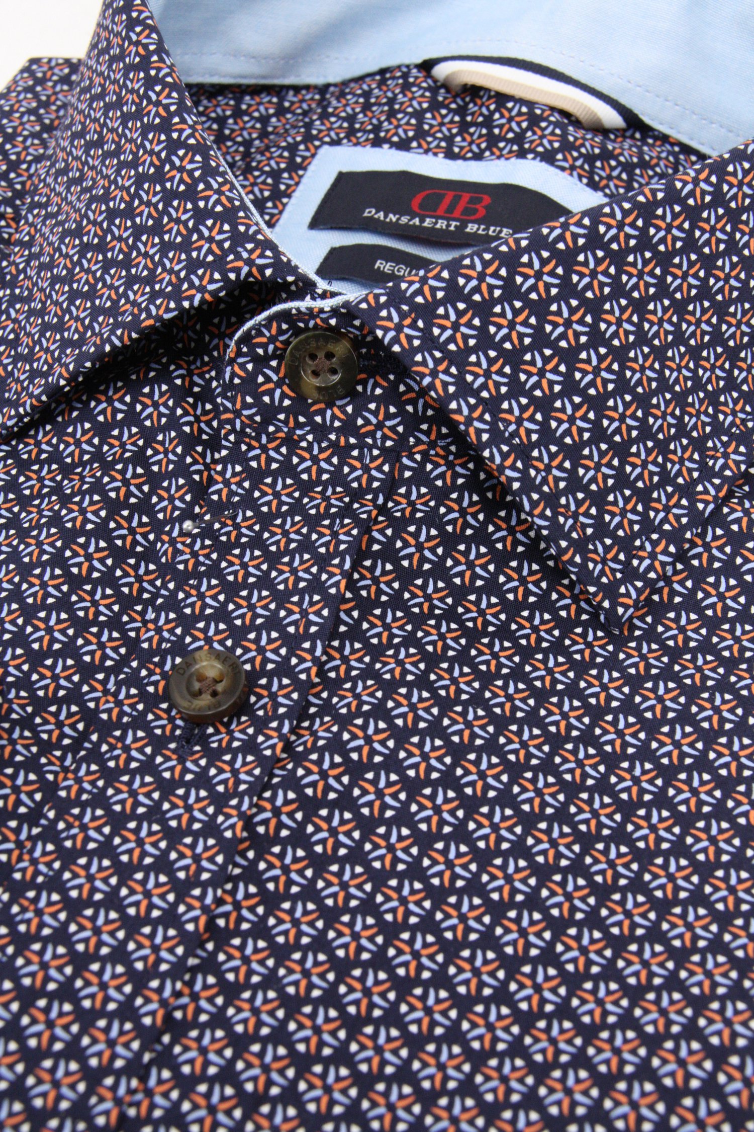 Donkerblauw hemd met fijne print - Regular fit van Dansaert Blue voor Heren