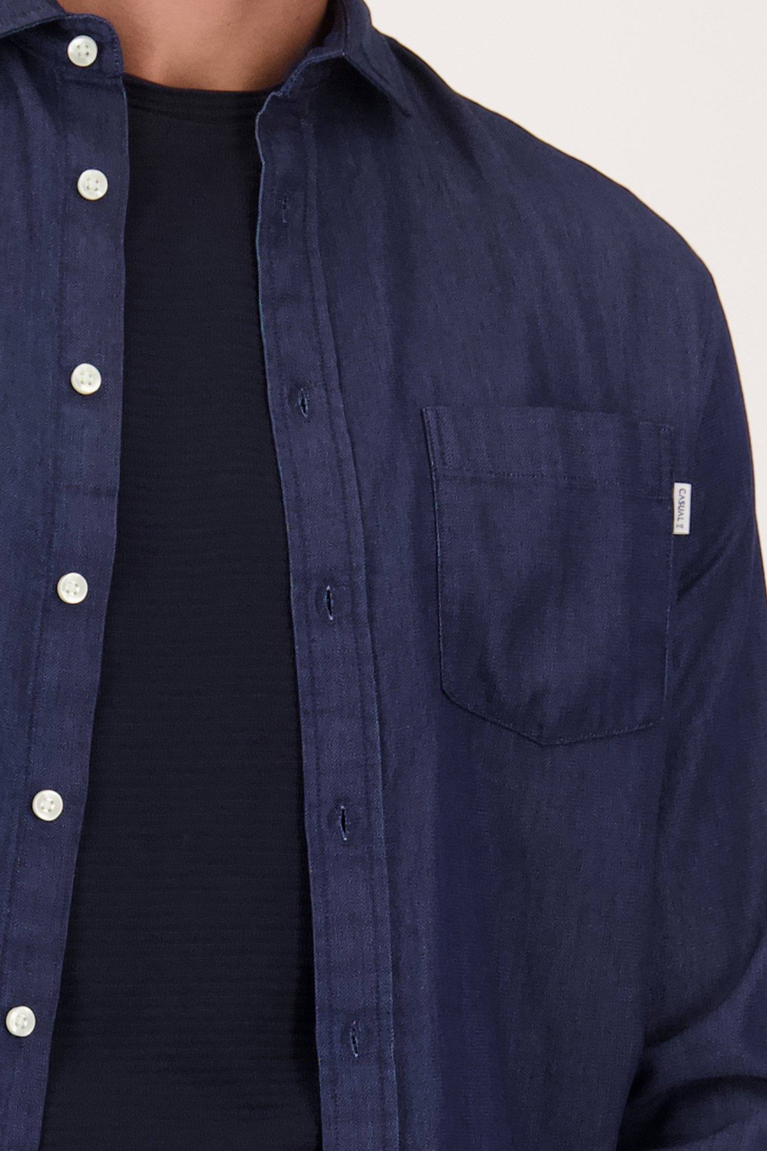 Donkerblauw hemd met jeanslook - Regular fit van Casual Five voor Heren