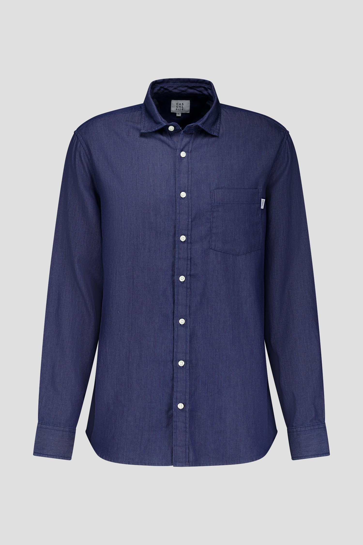 Donkerblauw hemd met jeanslook - Regular fit van Casual Five voor Heren