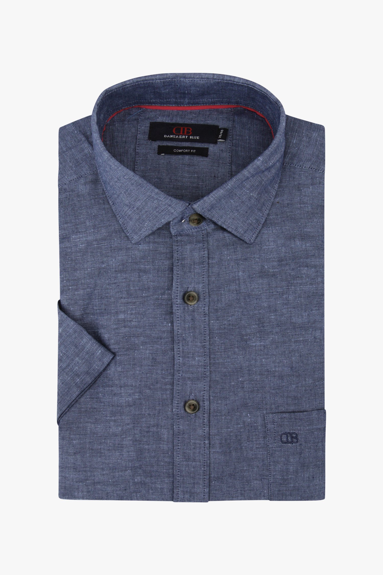 Donkerblauw hemd met linnen-look - comfort fit van Dansaert Blue voor Heren