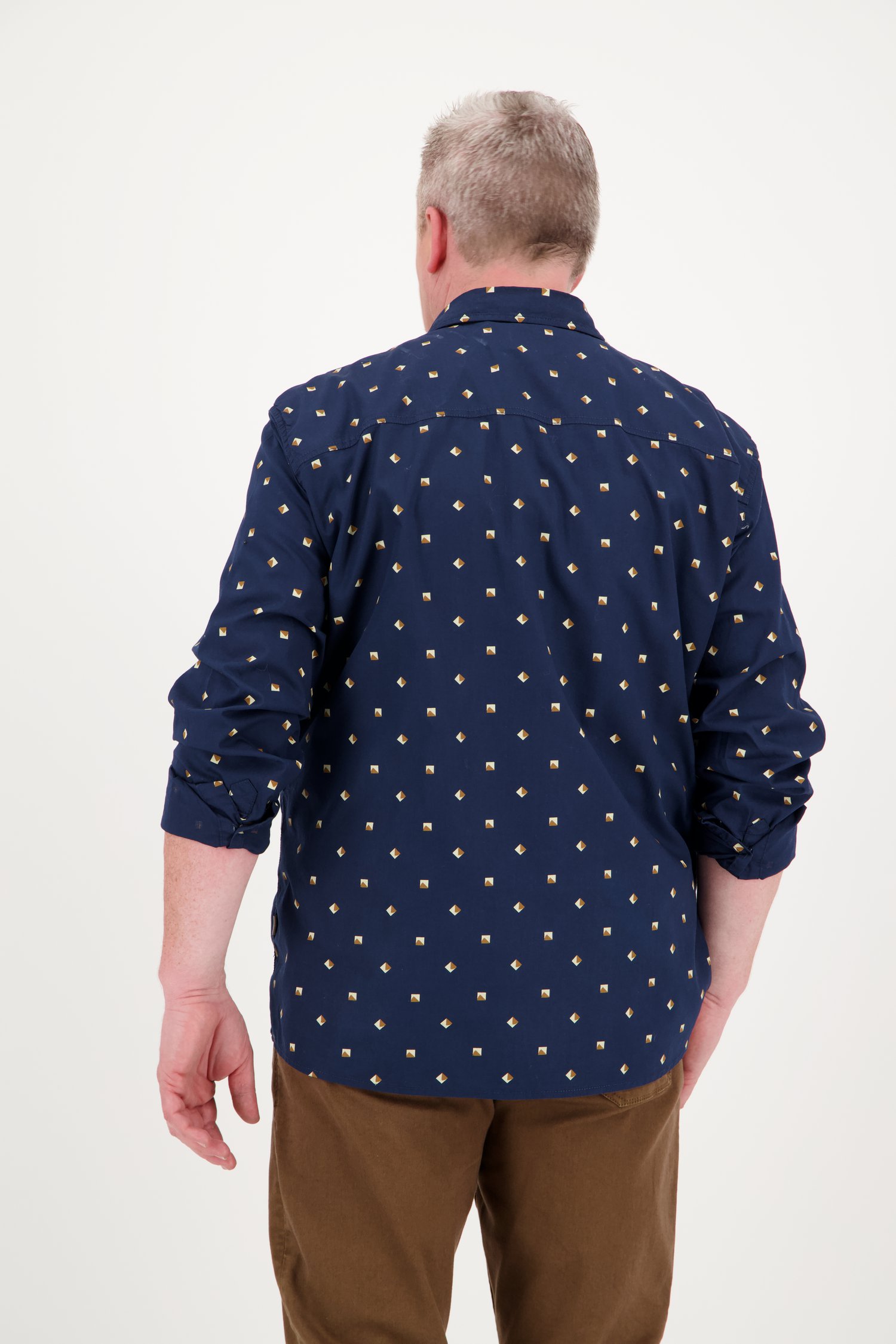 Donkerblauw hemd met patroon - comfort fit van Jefferson voor Heren