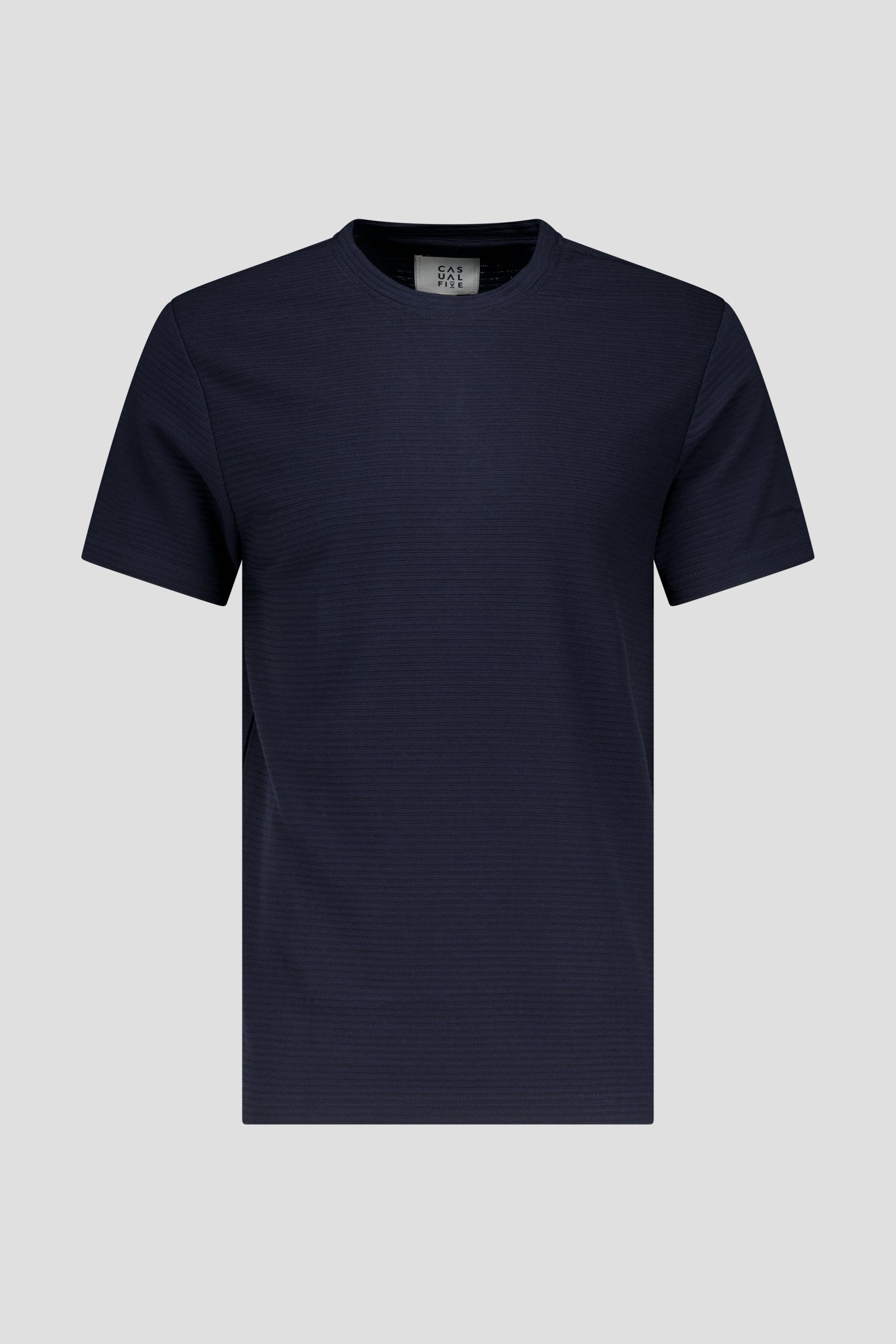 Donkerblauw T-shirt met geribbelde textuur van Casual Five voor Heren