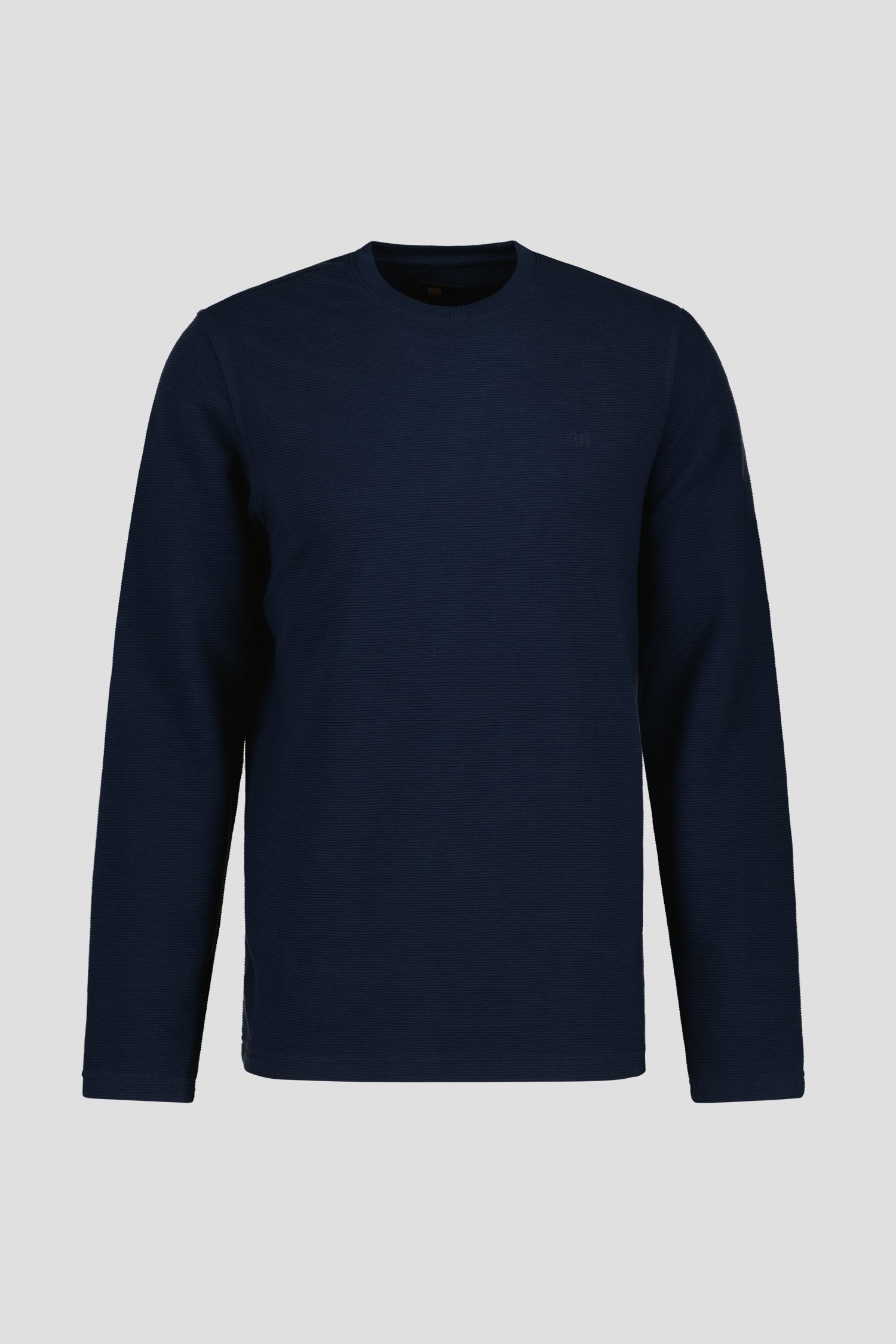 Donkerblauw T-shirt met geribbelde textuur van Ravøtt voor Heren