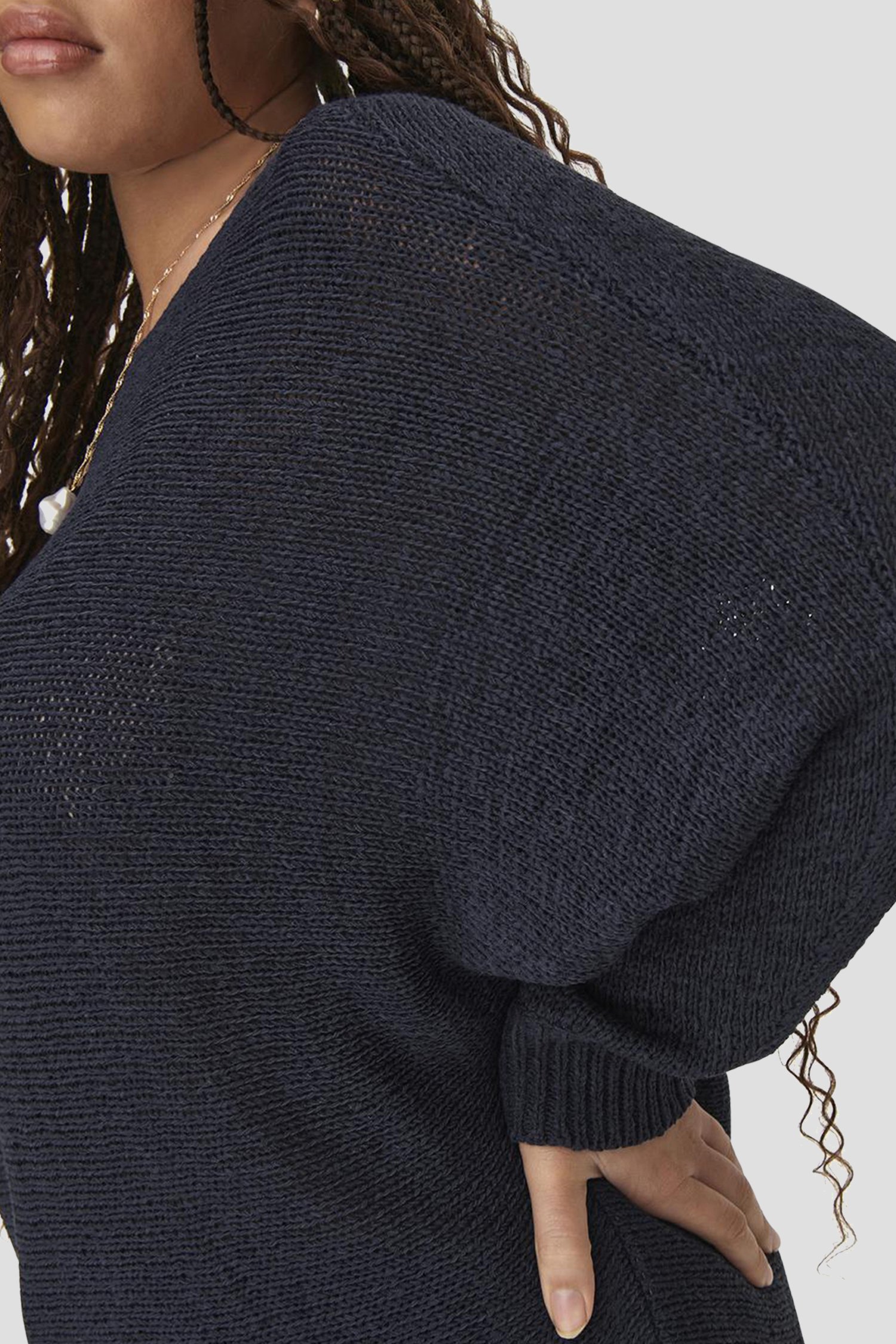 Donkerblauw truitje met 3/4 mouwen van Only Carmakoma voor Dames