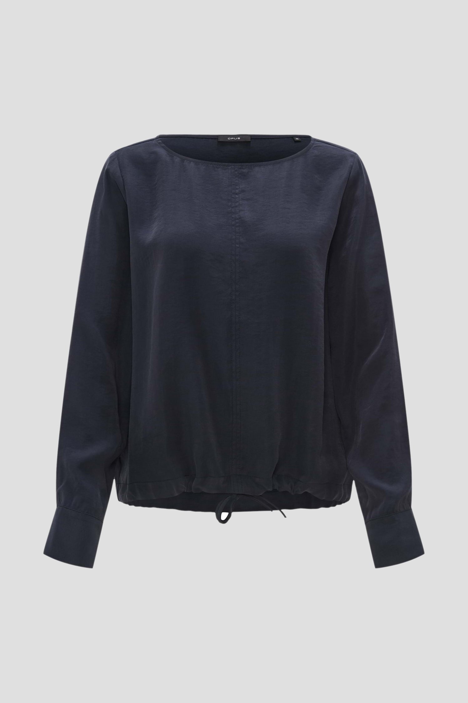 Donkerblauwe blouse met koord in zoom van Opus voor Dames