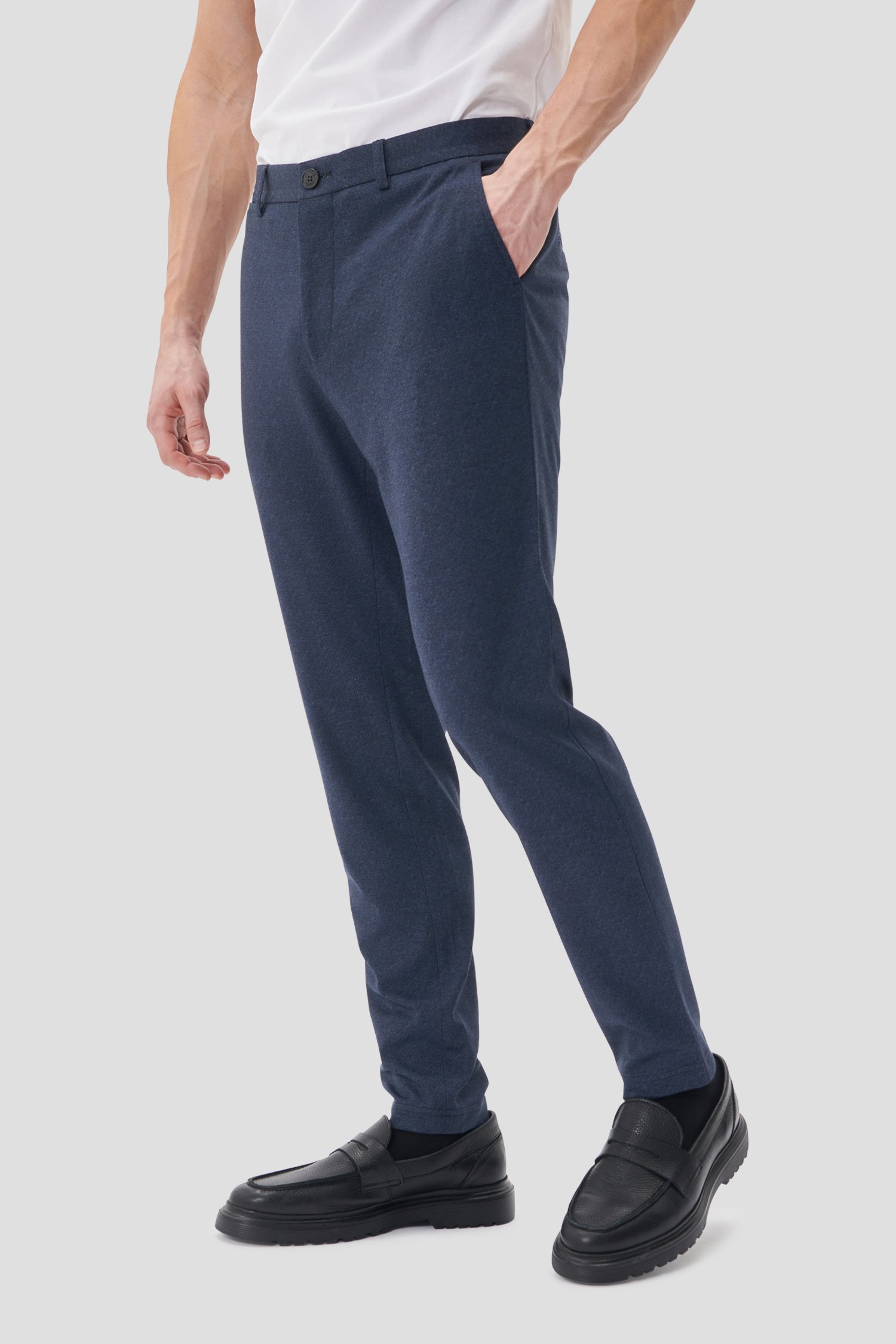 Voorkant van Donkerblauwe broek met stretch door Matinique voor Heren