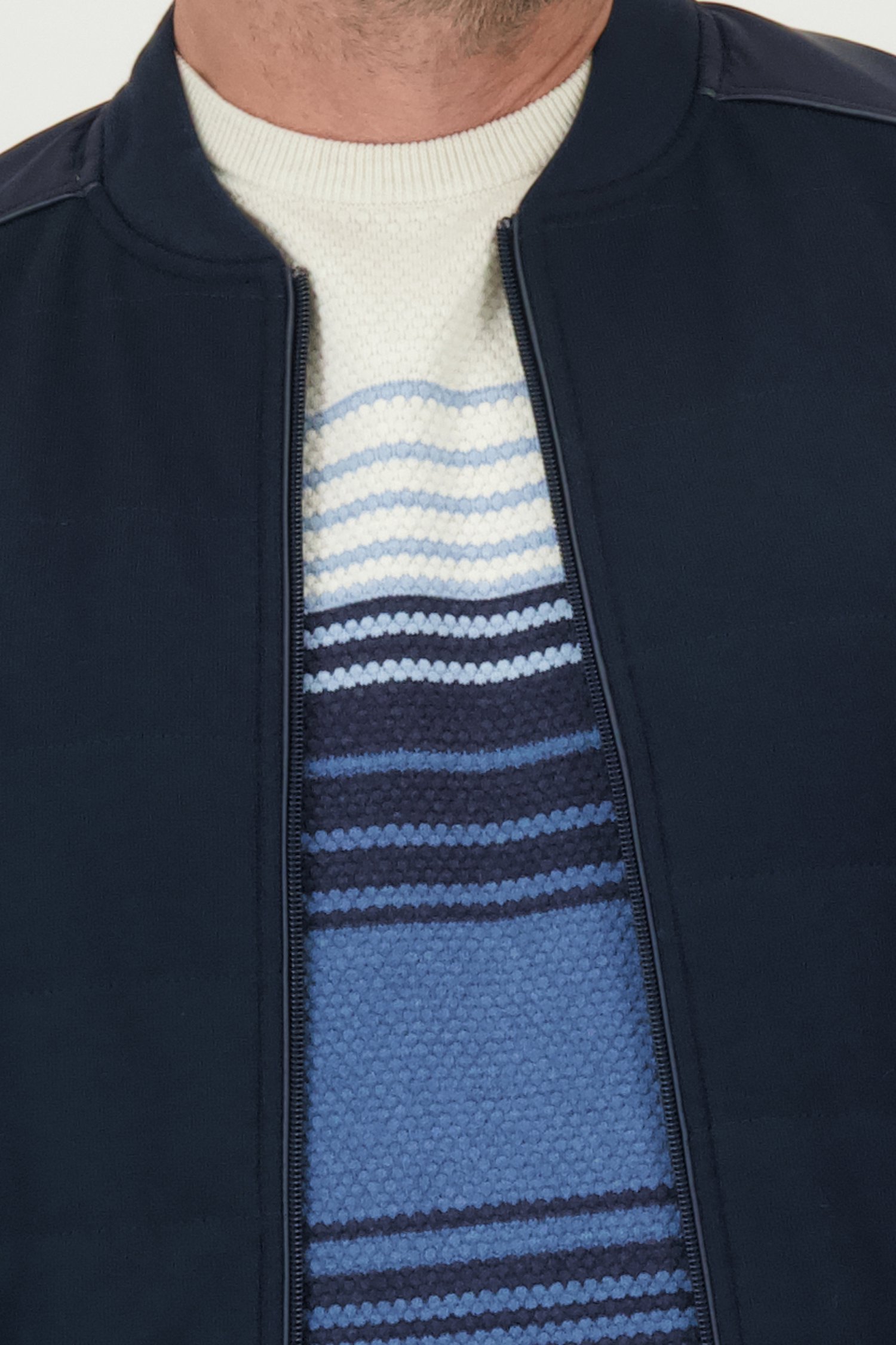 Donkerblauwe cardigan met bomber look van Dansaert Blue voor Heren