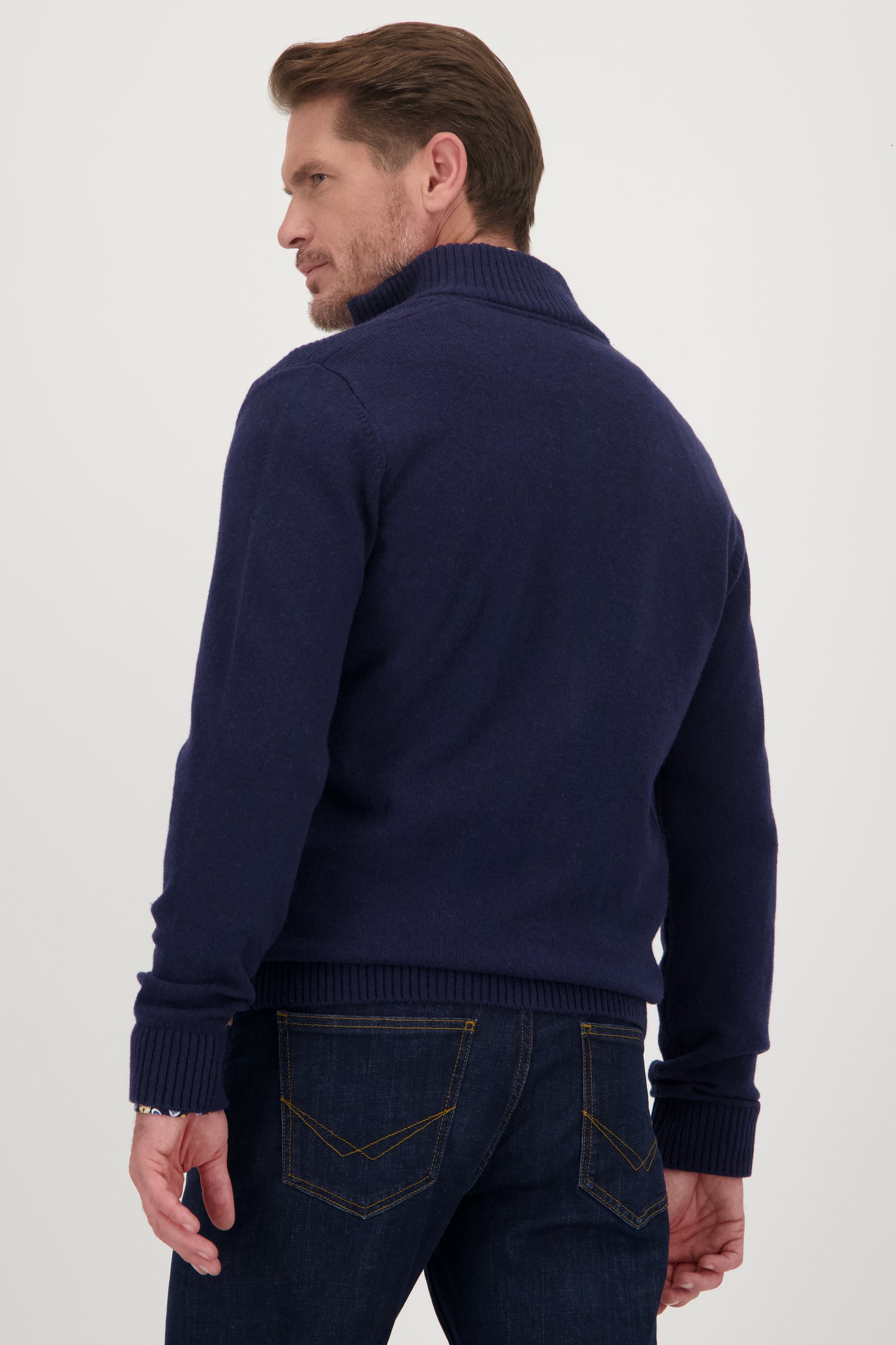 Donkerblauwe cardigan met reliëfmotief  van Dansaert Blue voor Heren