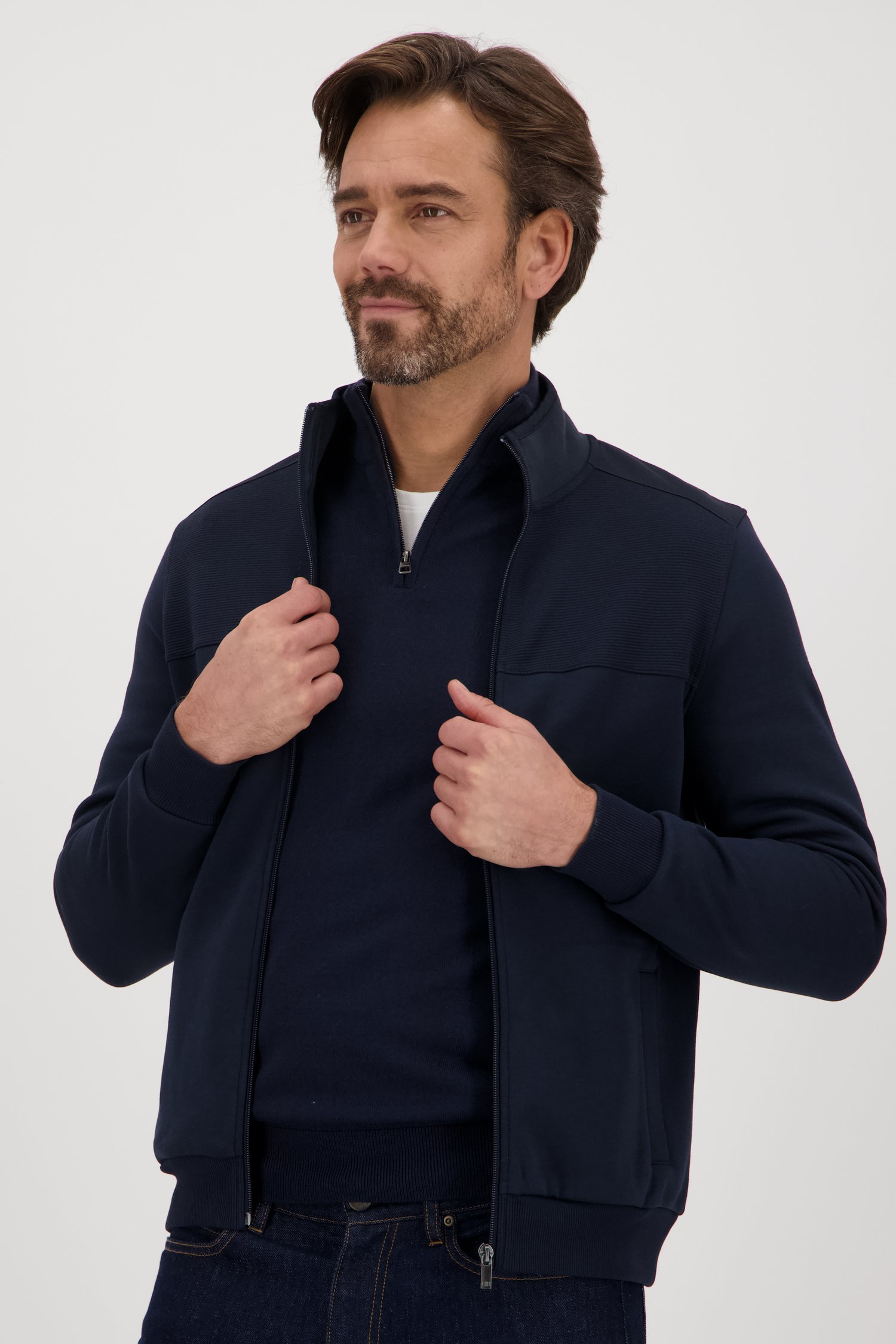 Donkerblauwe cardigan met rits van Dansaert Blue voor Heren