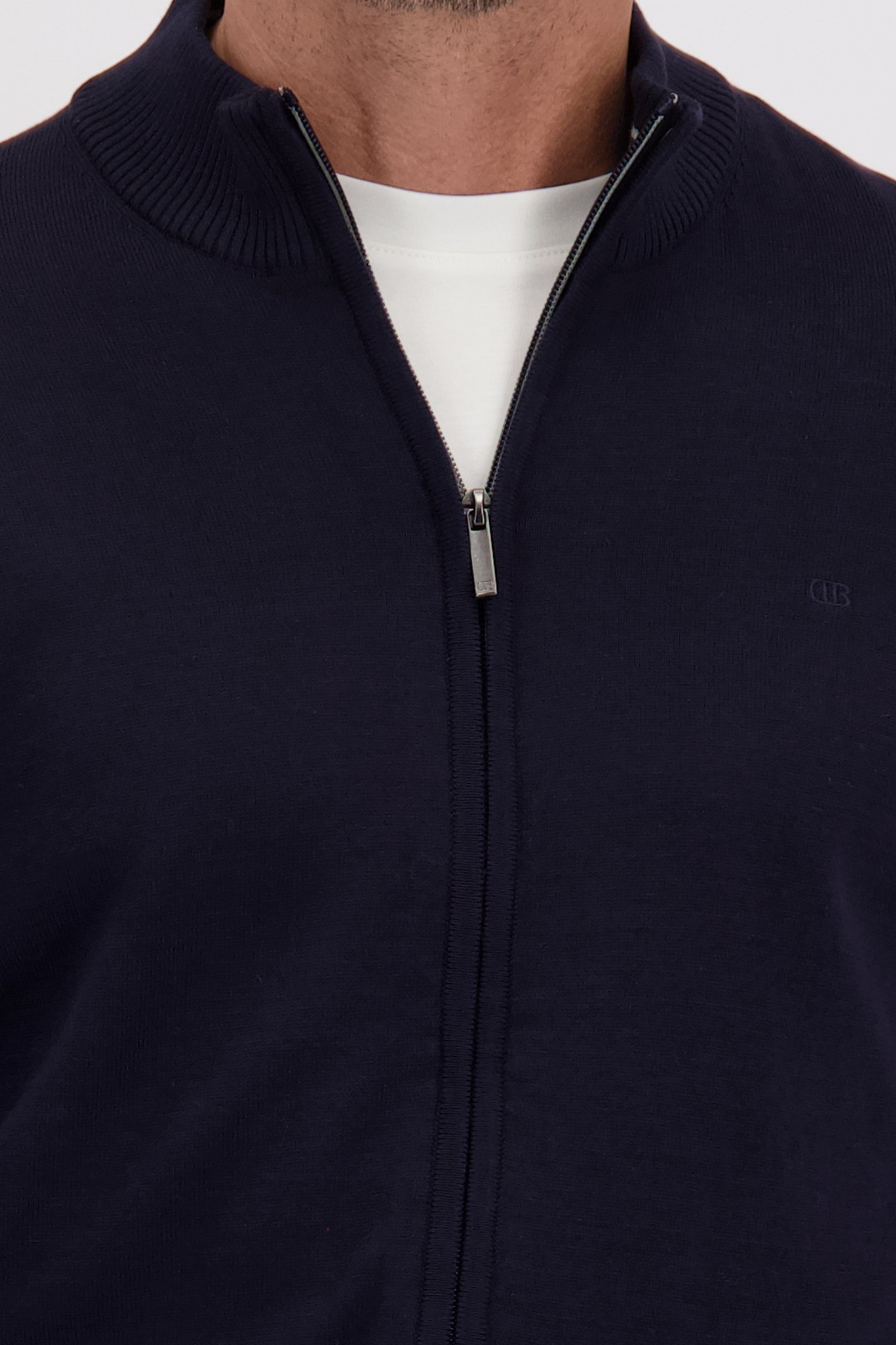 Detail van Donkerblauwe cardigan met rits door Dansaert Blue voor Heren