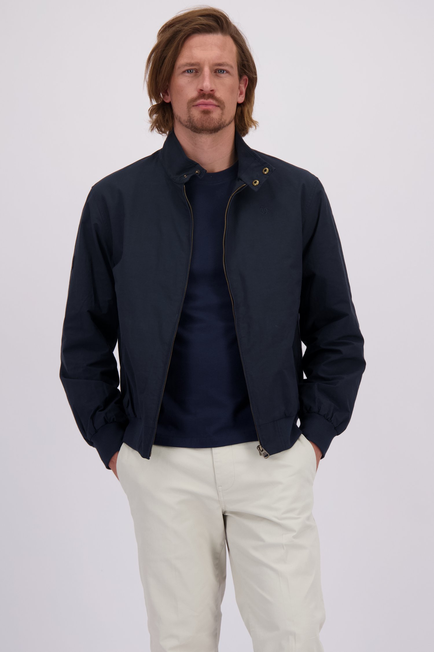 Voorkant van Donkerblauwe comfortabele jas door Superdry voor Heren