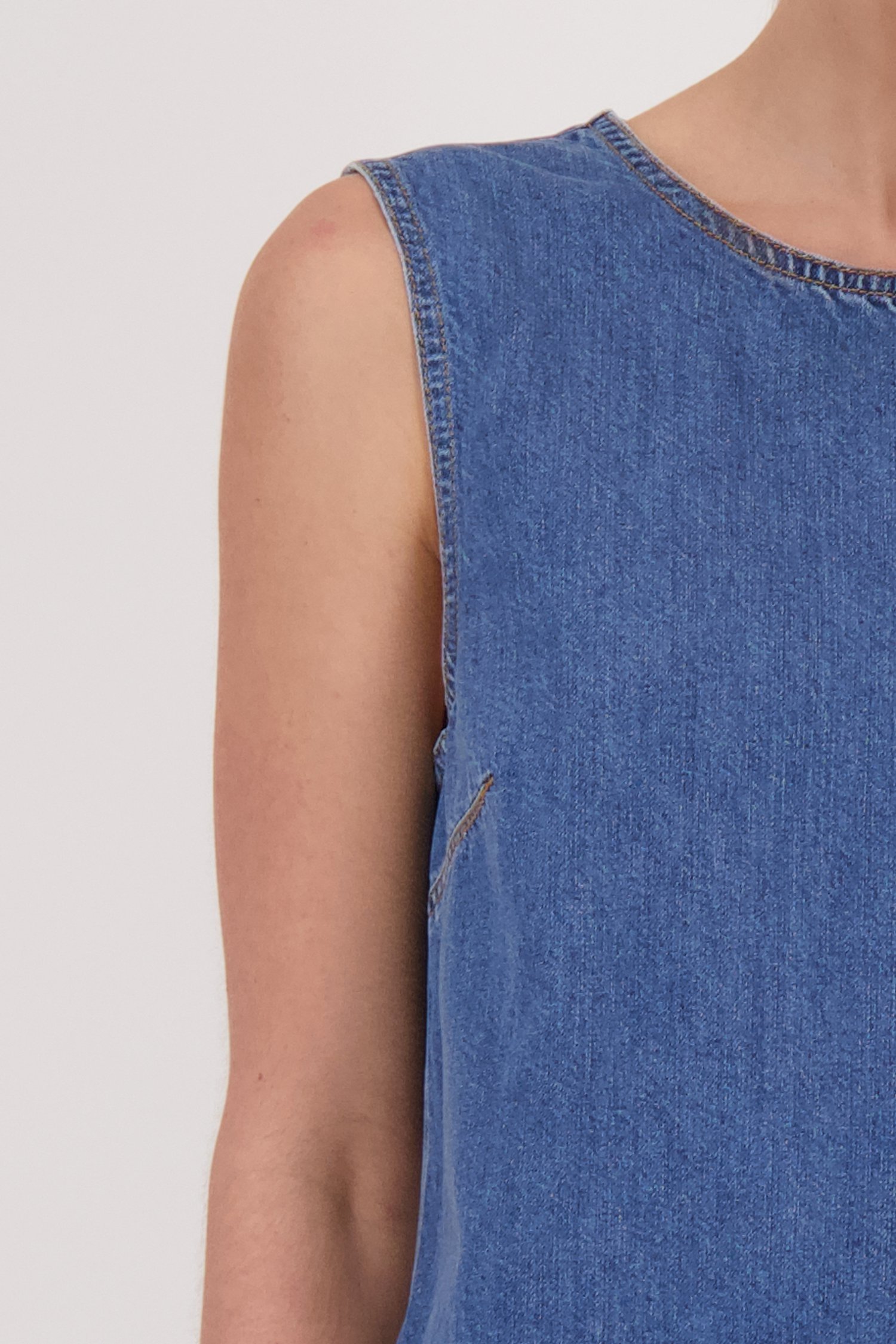 Donkerblauwe denimblouse zonder mouwen van Liberty Island Denim voor Dames