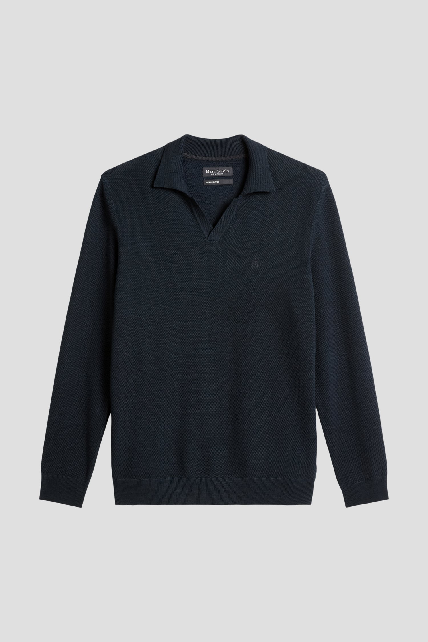 Productfoto 1 van Donkerblauwe gebreide polotrui door Marc O'Polo voor Heren