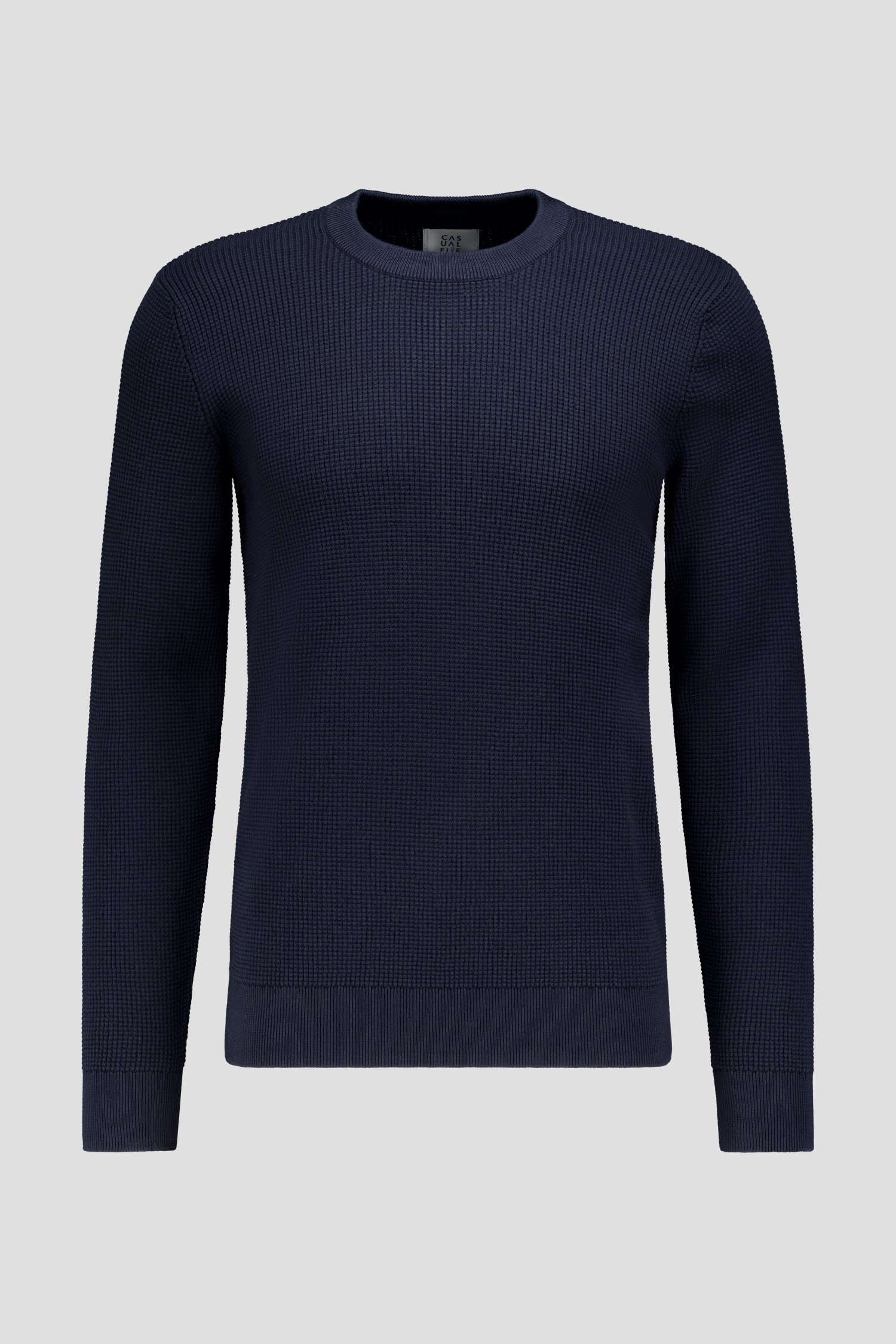 Productfoto 1 van  Donkerblauwe gebreide trui met ronde hals  door Casual Five voor Heren