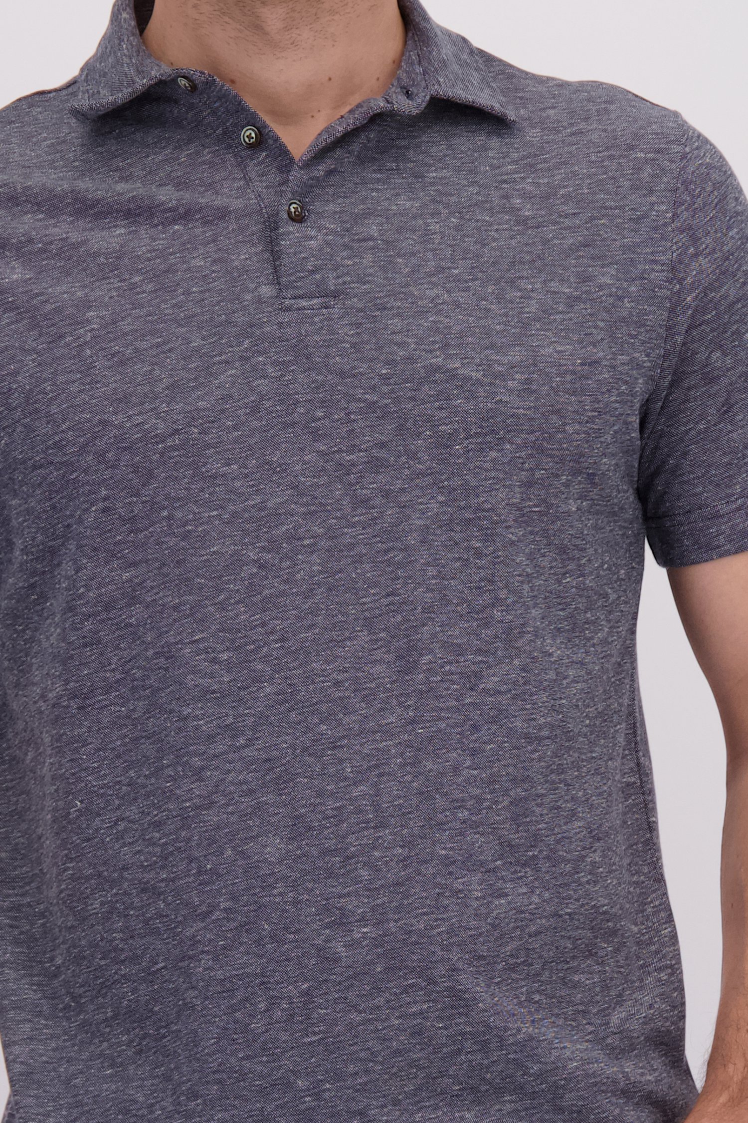 Detail van Donkerblauwe gemêleerde polo door Upper East voor Heren