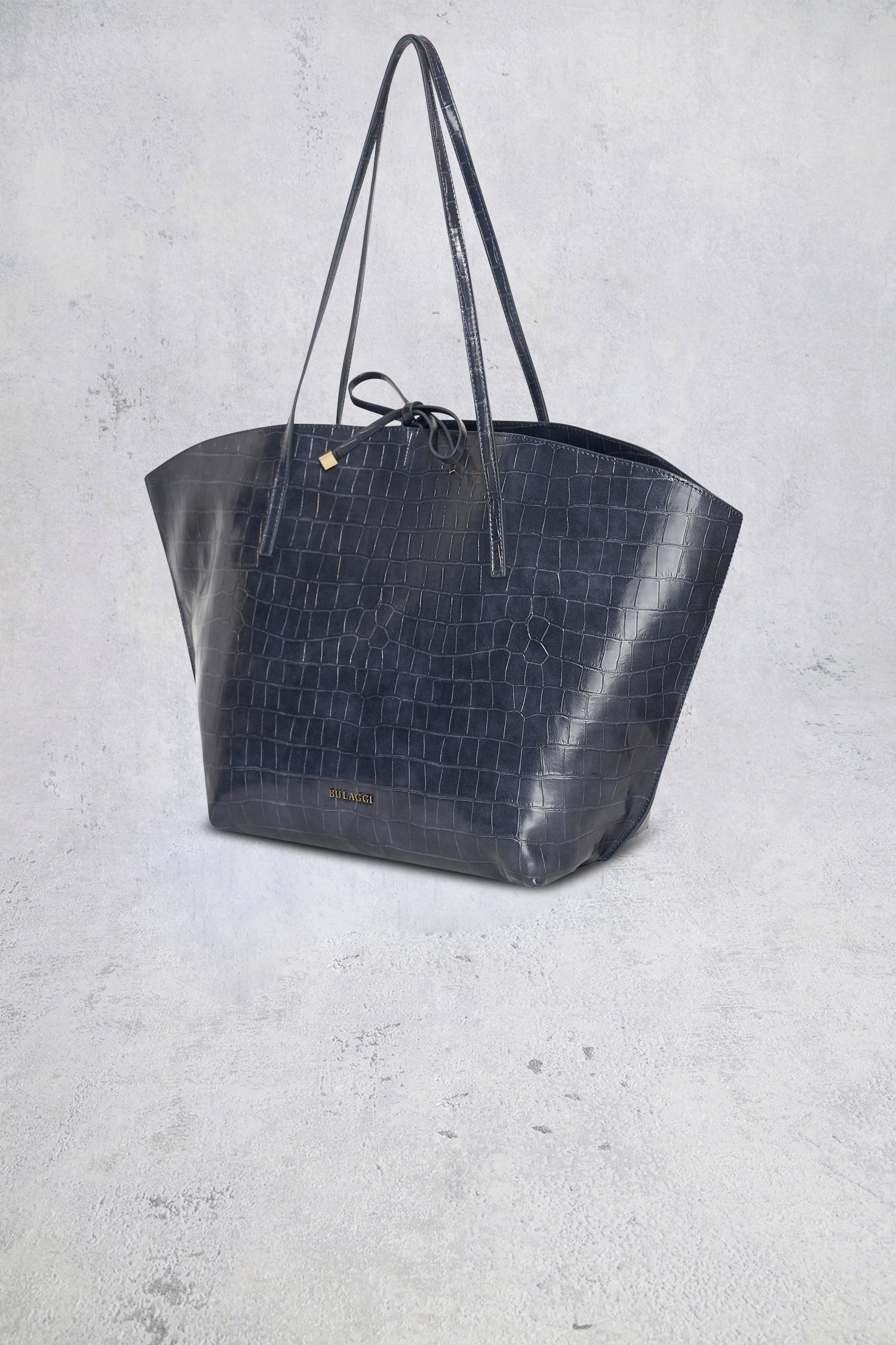 Productfoto 1 van Donkerblauwe handtas met krokodillenstructuur door Bulaggi voor Dames