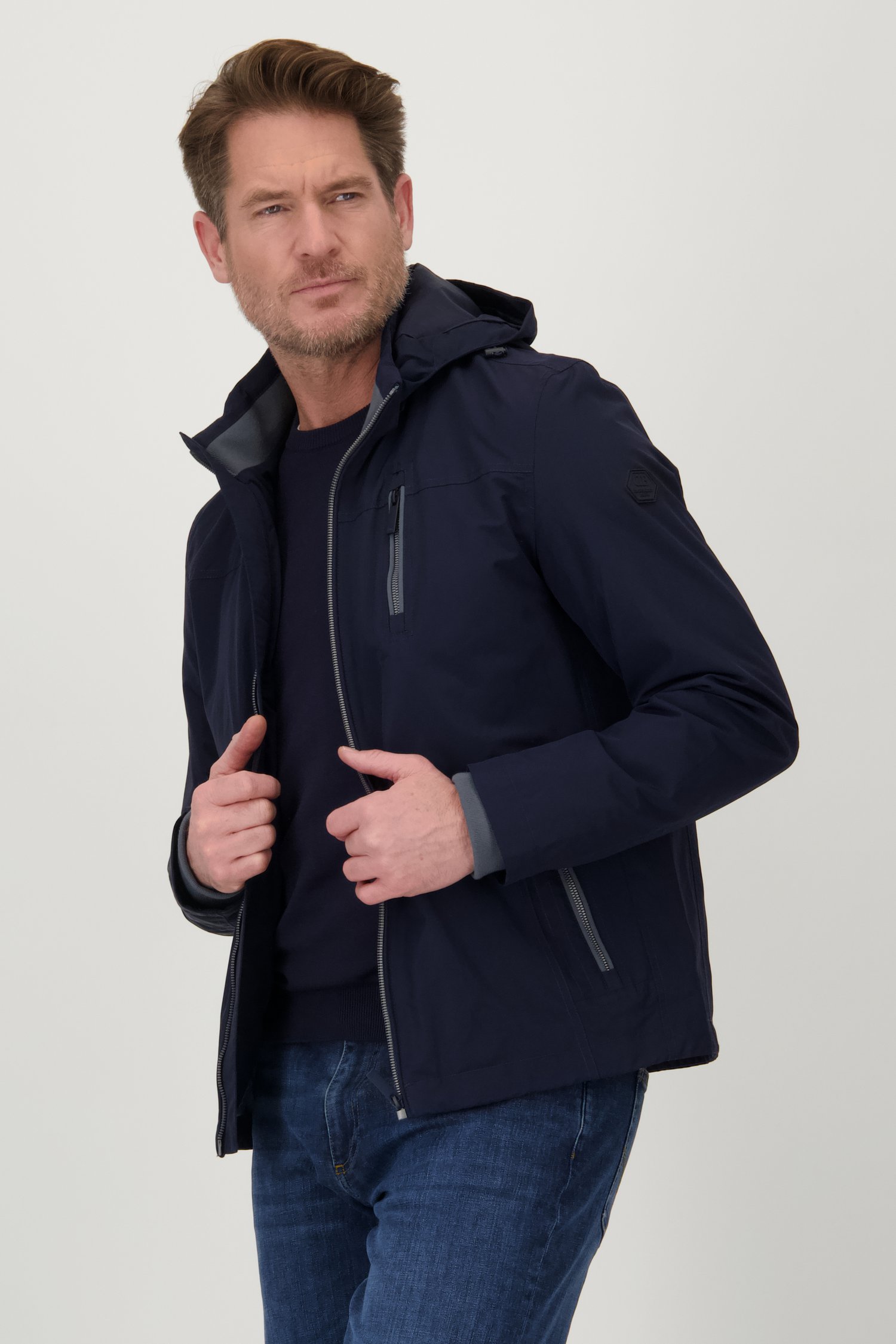 Donkerblauwe jas met afneembare kap van Dansaert Blue voor Heren
