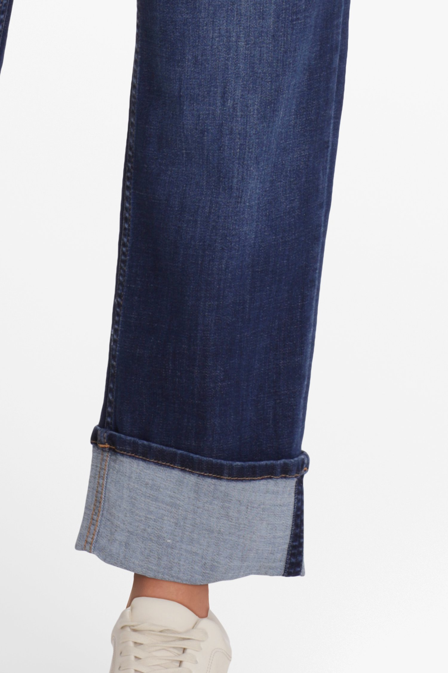Donkerblauwe jeans met omslag - straight fit van Opus voor Dames