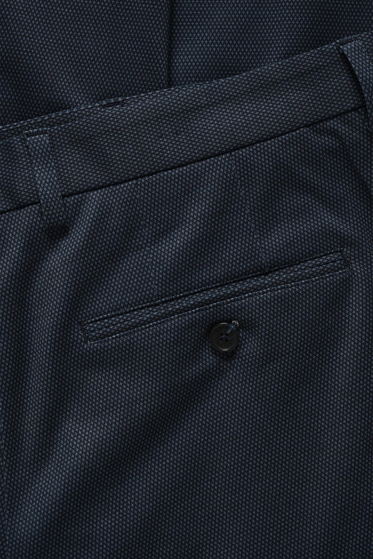 Productfoto 2 van Donkerblauwe kostuumbroek met fijn motief door Matinique voor Heren