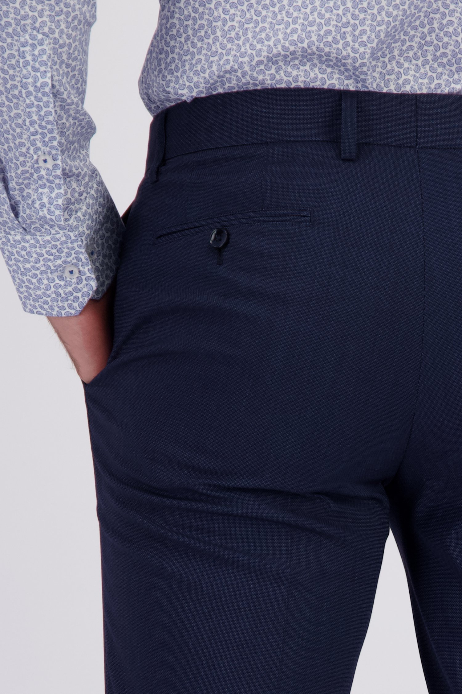 Detail van Donkerblauwe kostuumbroek - Slim fit  - Sartre door Dansaert Black voor Heren