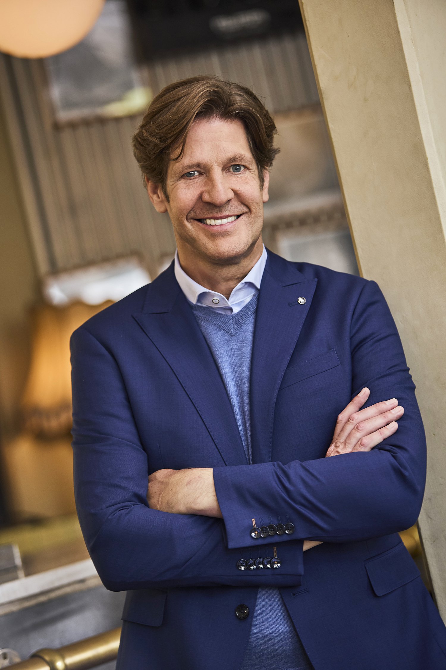 Extra foto 2 van Donkerblauwe kostuumvest - slim fit door Dansaert Black voor Heren
