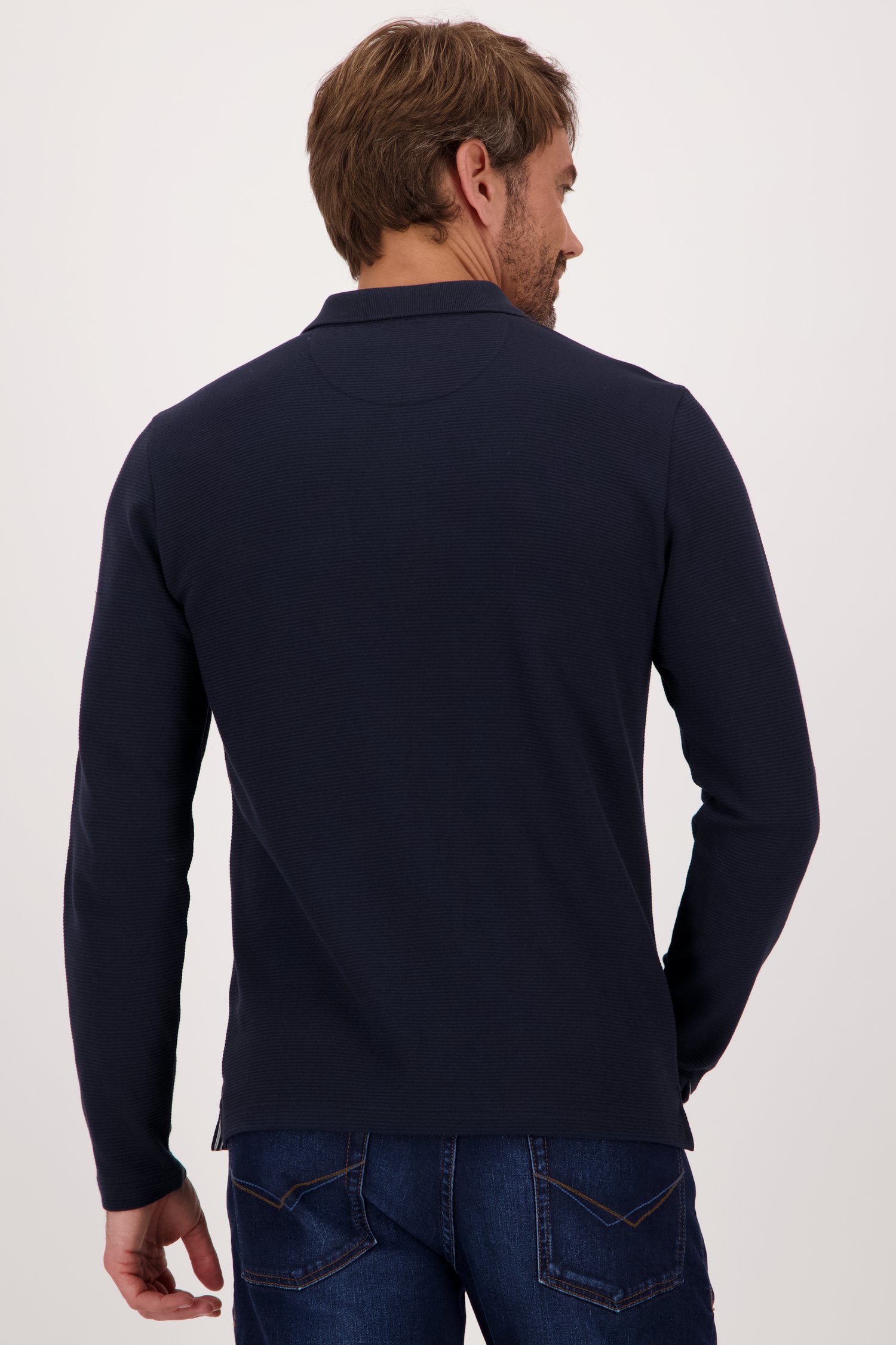 Donkerblauwe polo met geribbelde textuur van Dansaert Blue voor Heren