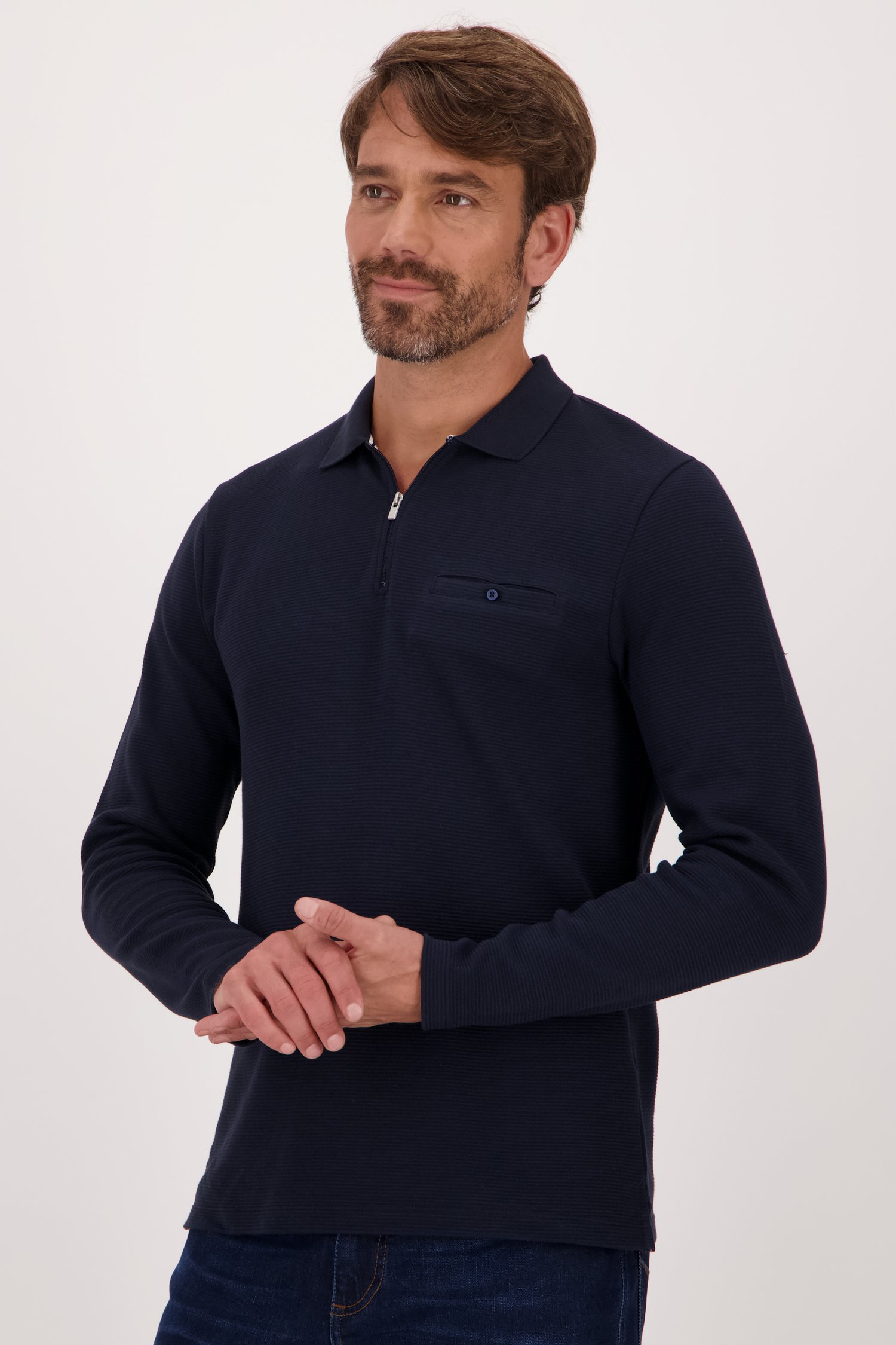 Donkerblauwe polo met geribbelde textuur van Dansaert Blue voor Heren