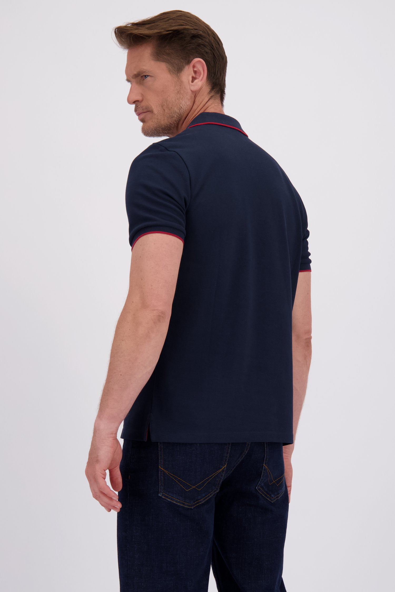 Achterkant van Donkerblauwe polo met korte mouwen door Dansaert Blue voor Heren