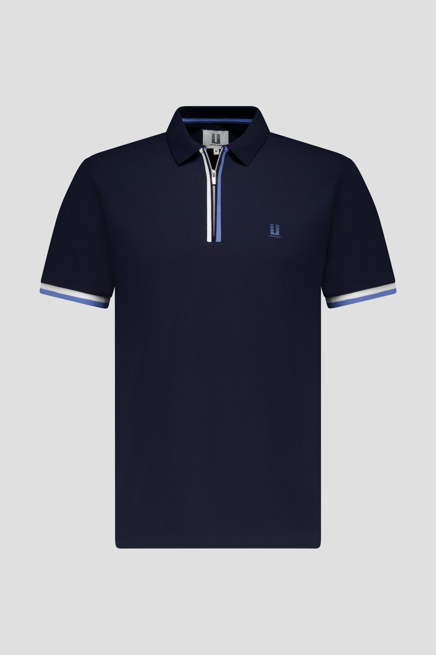 Donkerblauwe polo met rits van Upper East voor Heren