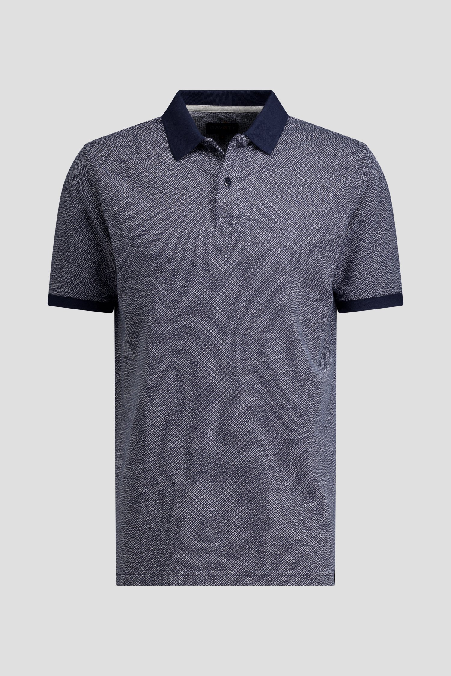 Productfoto 1 van Donkerblauwe polo met ruitmotief en korte mouwen door Ravøtt voor Heren