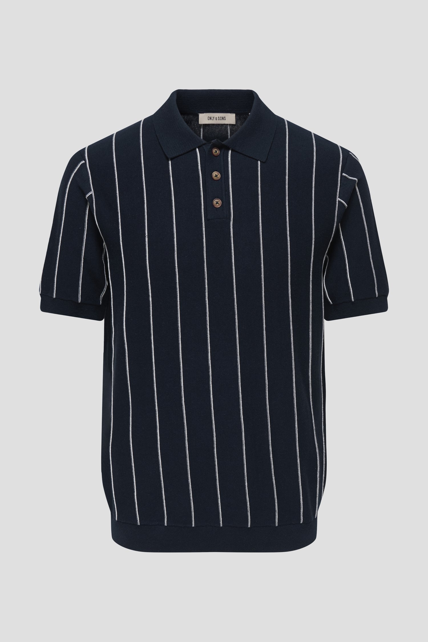 Productfoto 1 van Donkerblauwe polo met wit gestreept motief door Only & Sons voor Heren