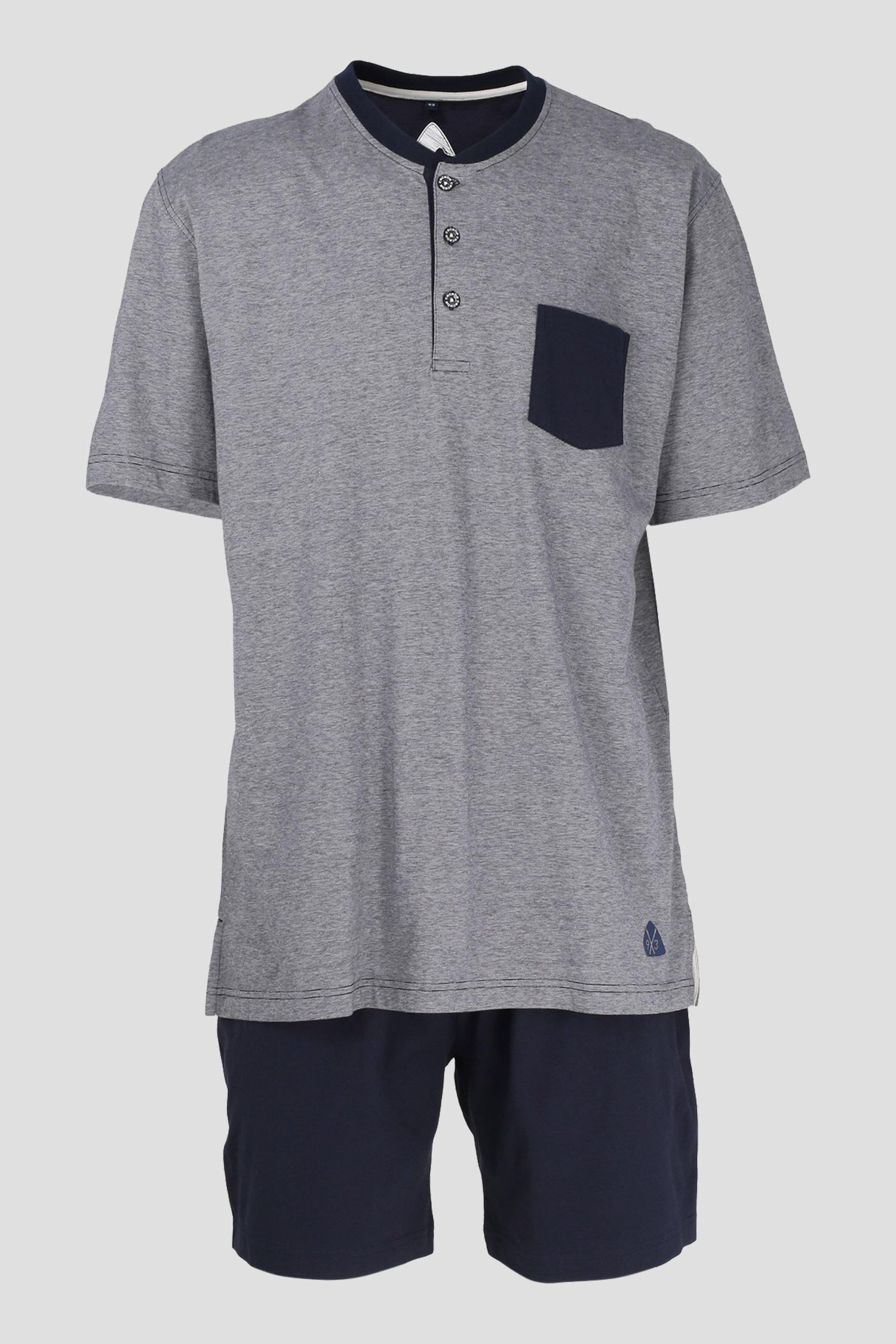 Donkerblauwe pyjamaset met T-shirt en short van Liberty Island voor Heren