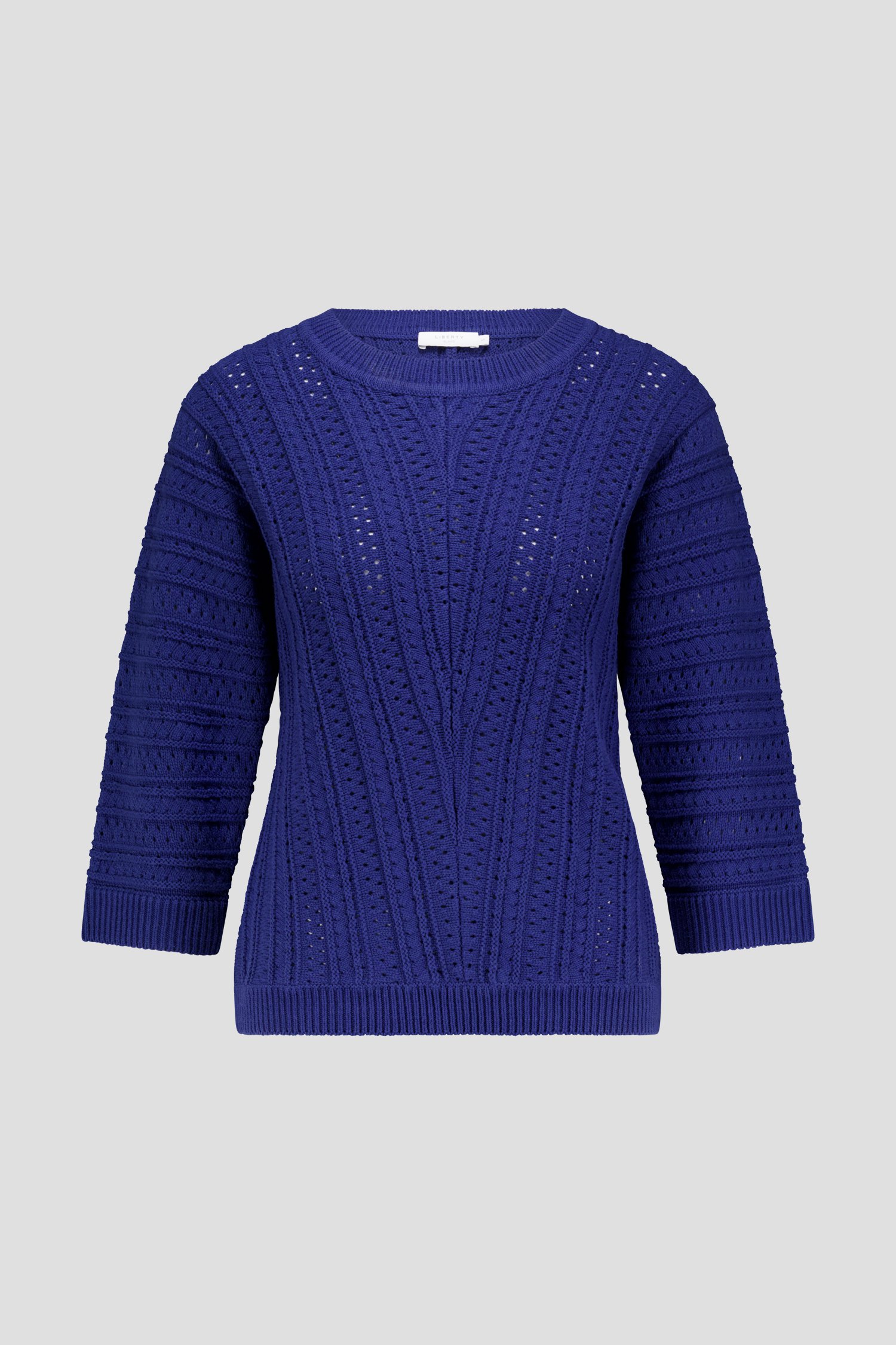 Donkerblauwe trui met ajourmotief van Liberty Island voor Dames