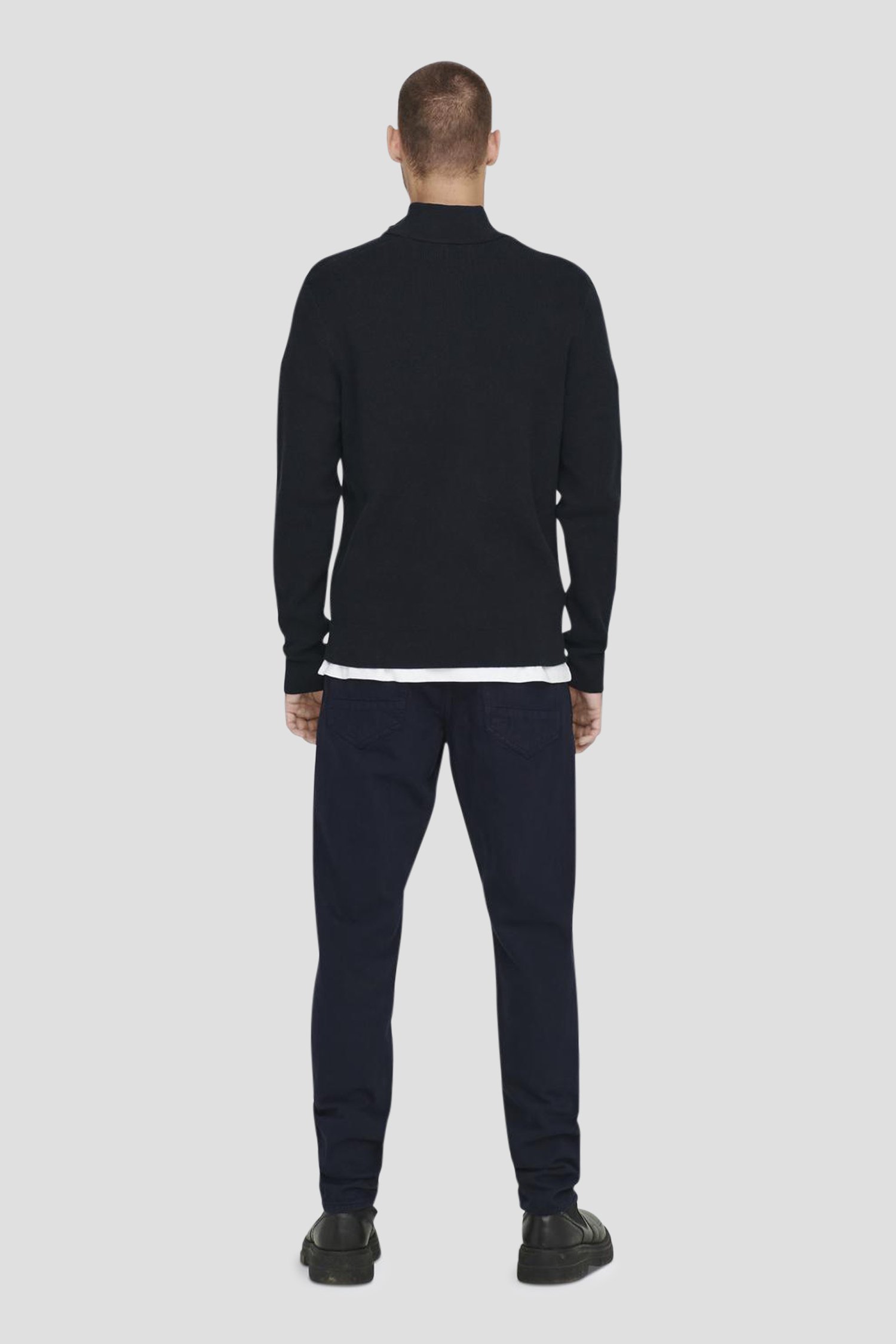 Donkerblauwe trui met hoge hals van ONLY & SONS voor Heren