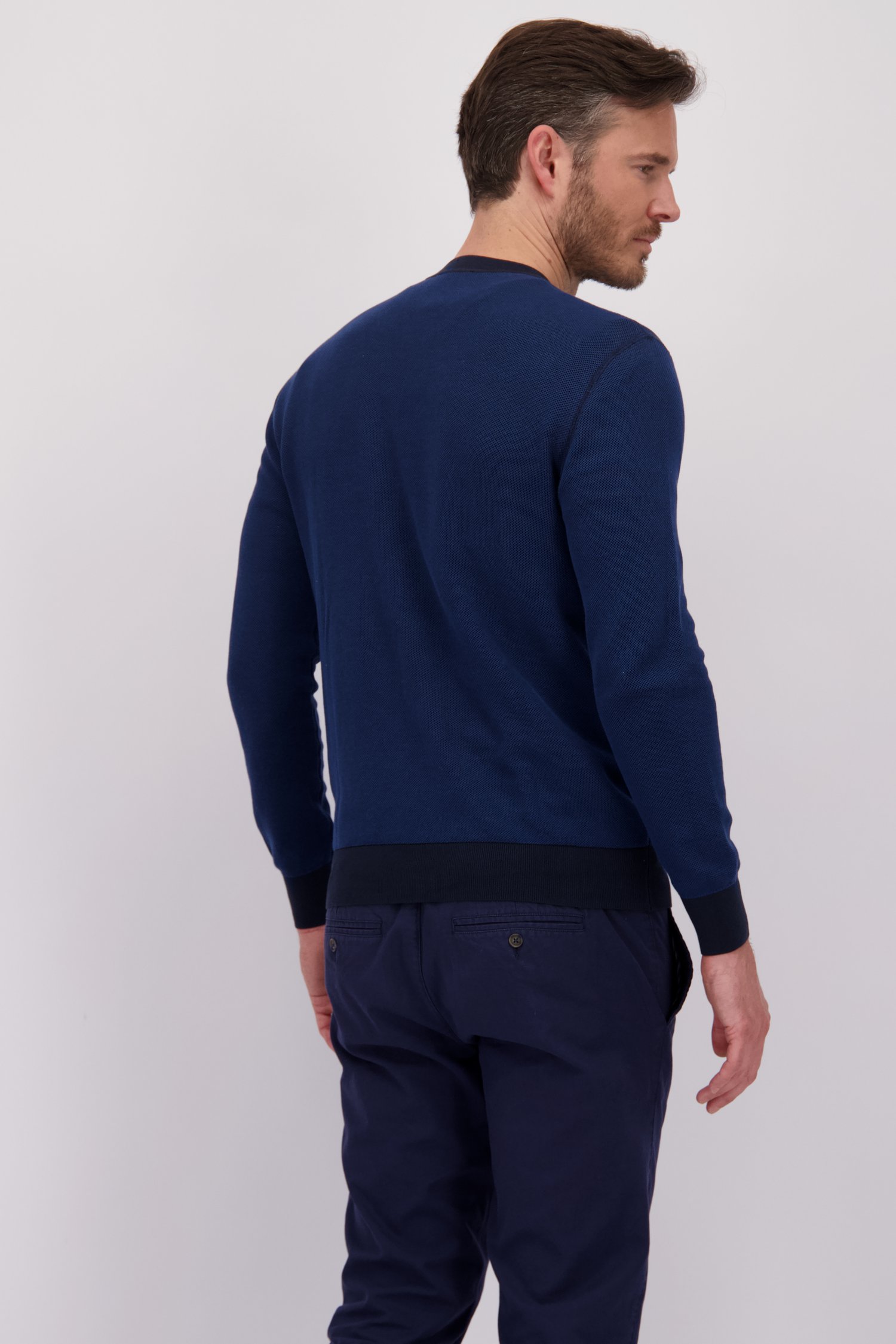 Achterkant van Donkerblauwe trui met ronde hals  door Upper East voor Heren