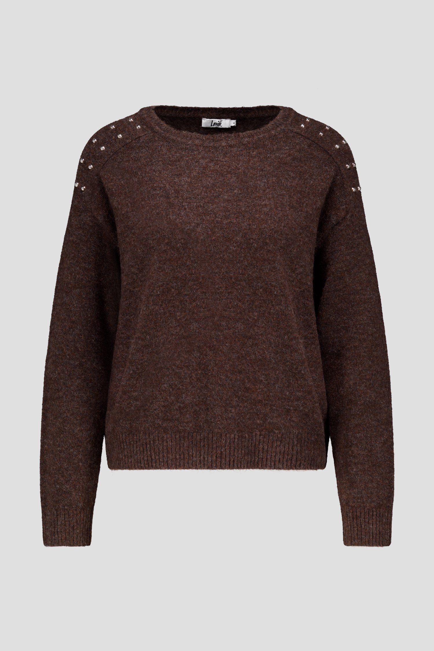 Productfoto 1 van Donkerbruine gebreide trui met studs door Louise voor Dames